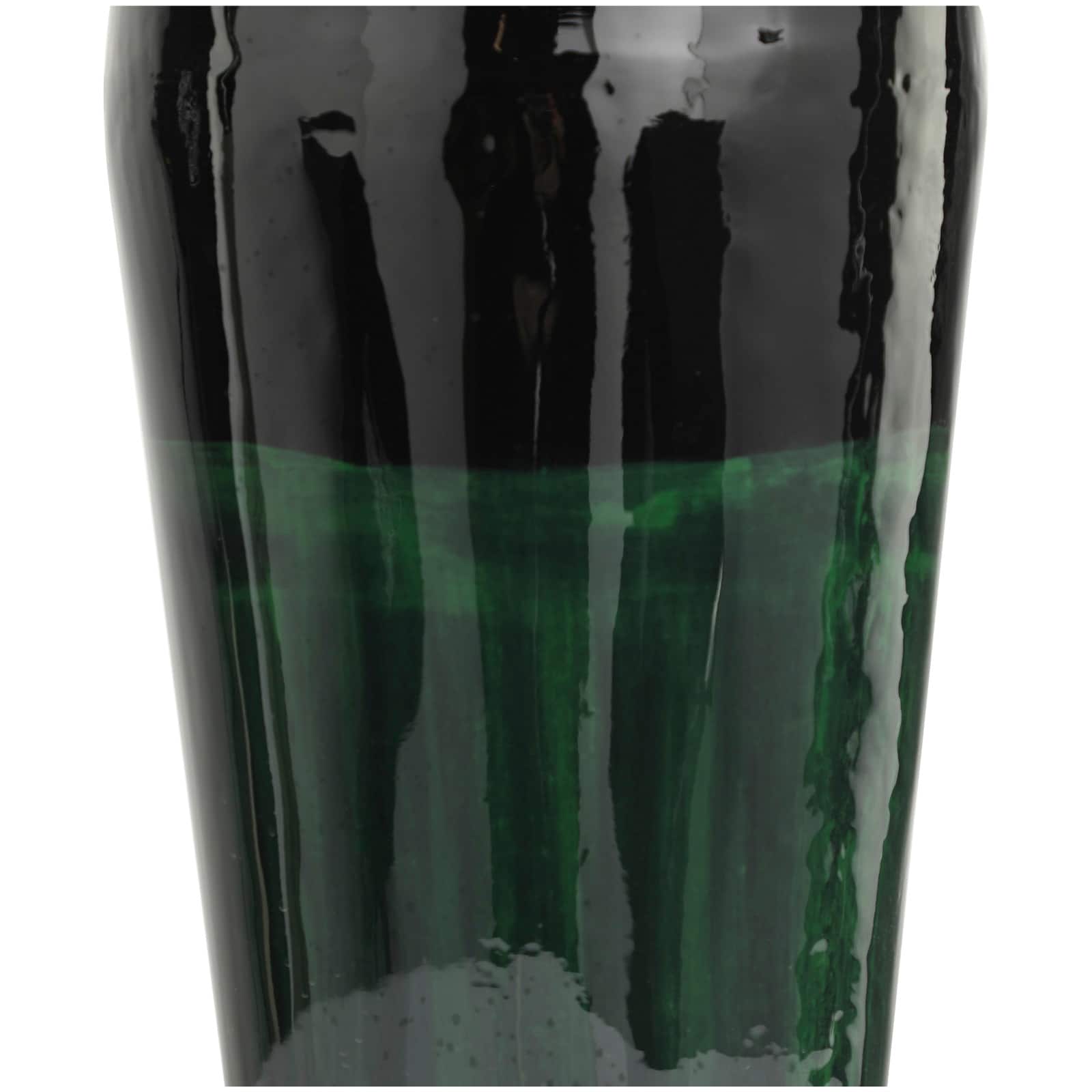 Green Metal Colorblock Vase with Paint Streak Design