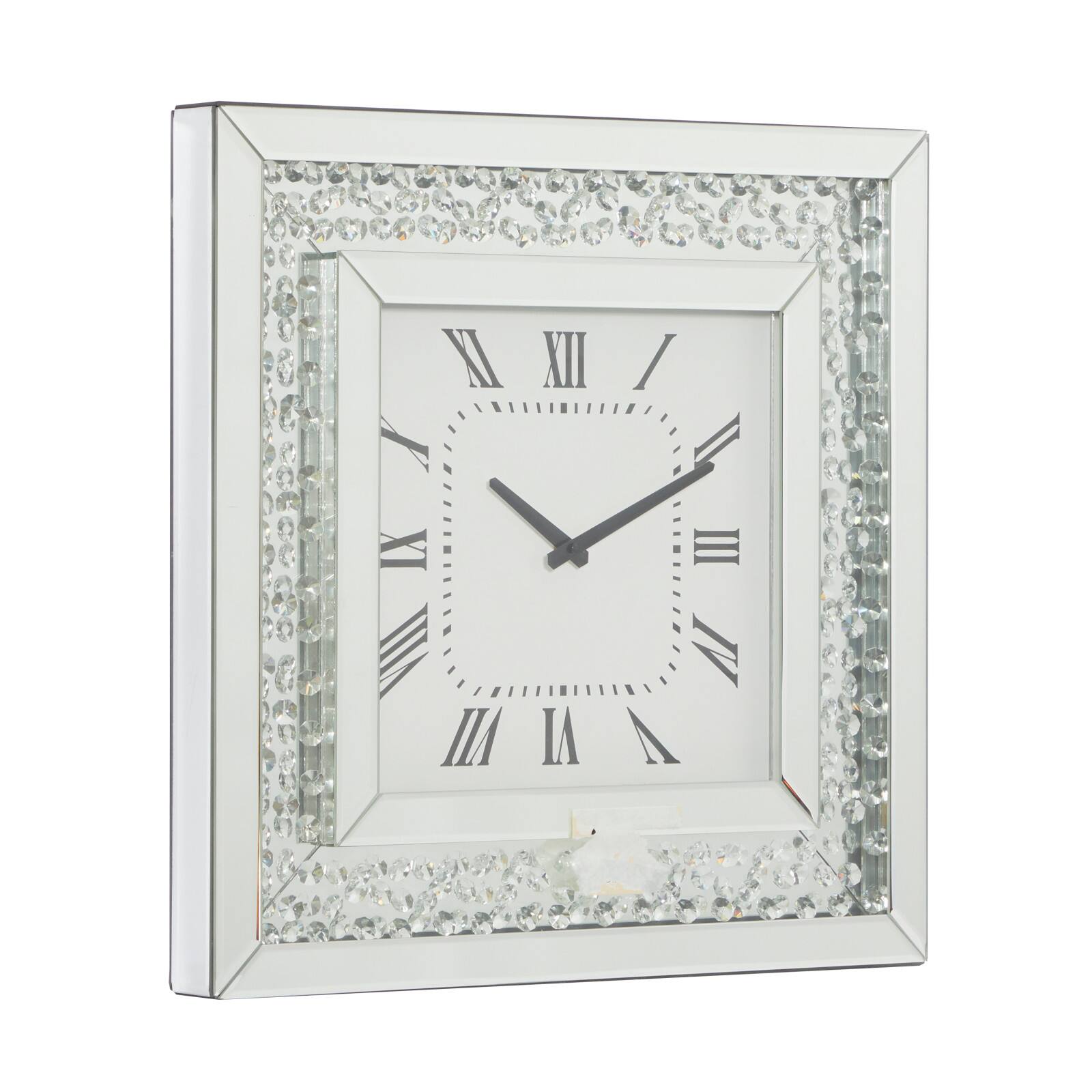 Silver Glam Wood Wall Clock, 20" x 20"