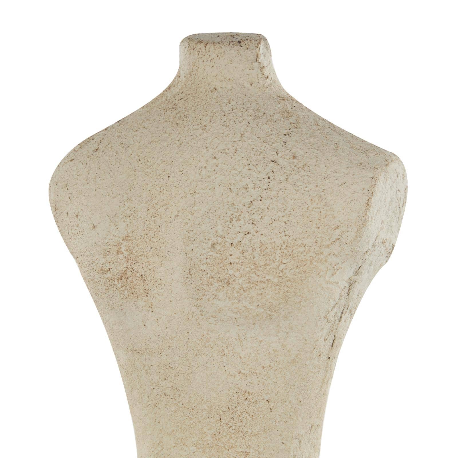 14.25&#x22; Cream Antique Style Paper Mache Female Dress Form Sculpture with White Marble Base
