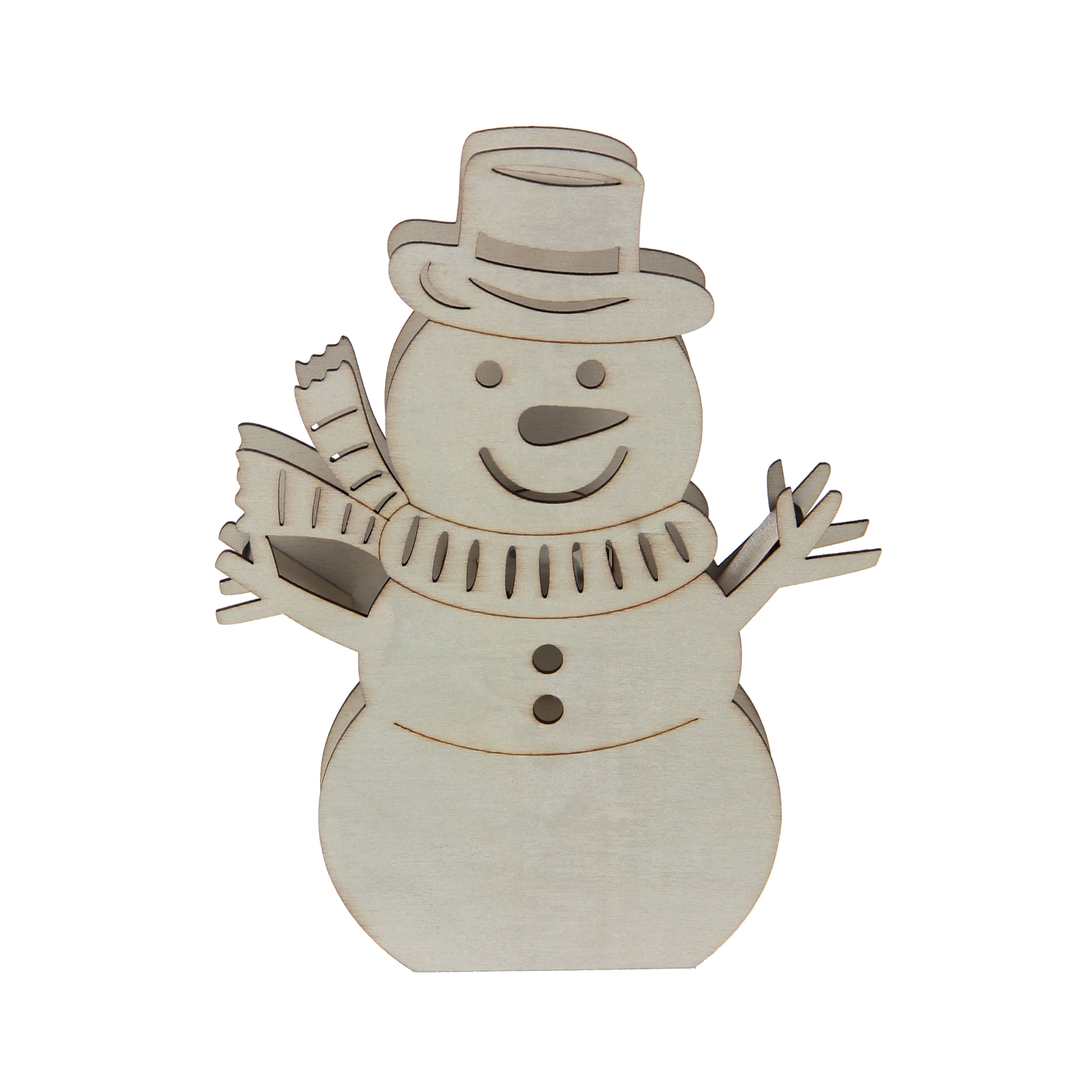 7&#x22; Snowman DIY LED Wood D&#xE9;cor by Make Market&#xAE;