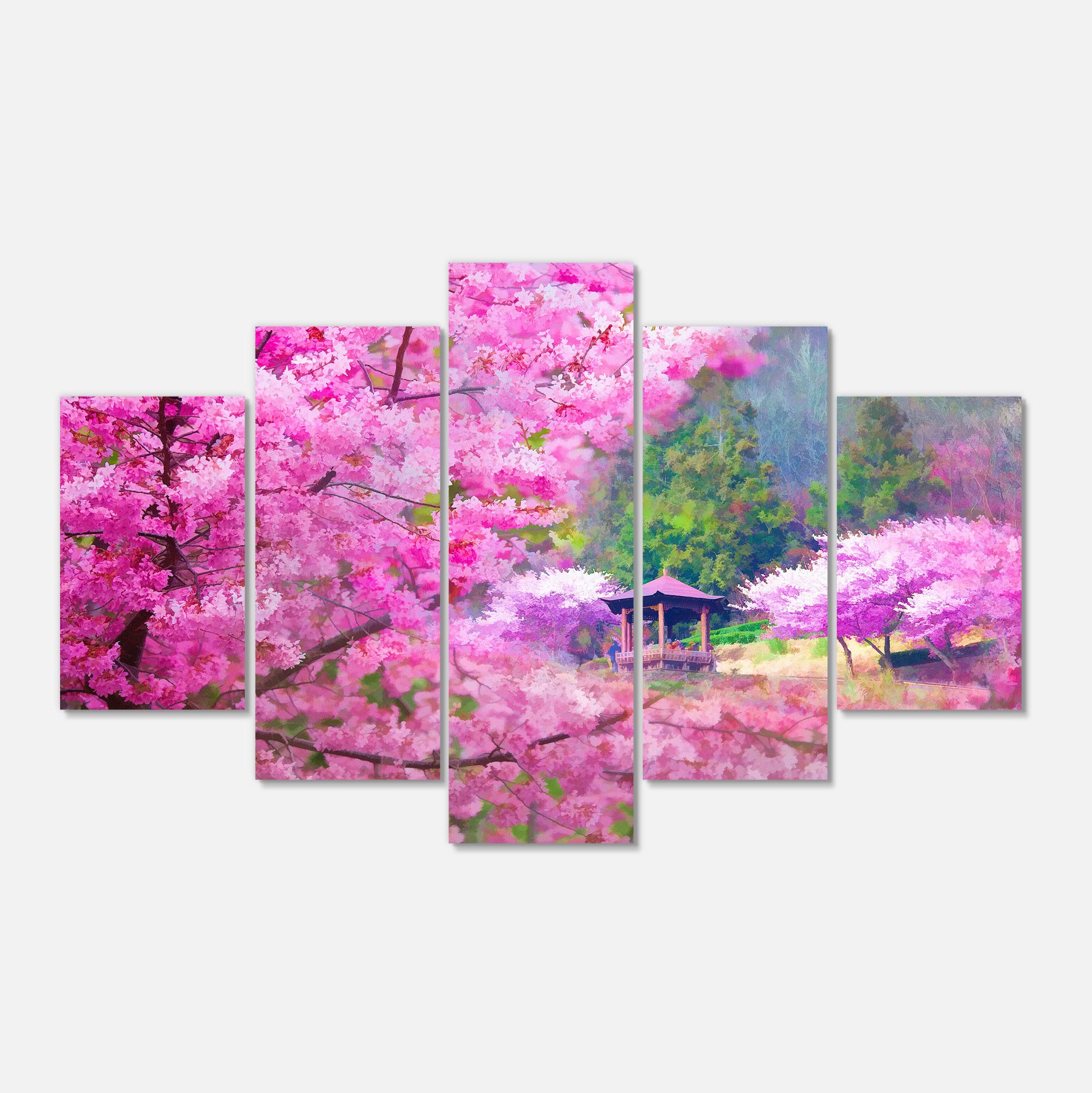 Designart - Japanese Cherry Flowers - Large Floral Art Canvas Print