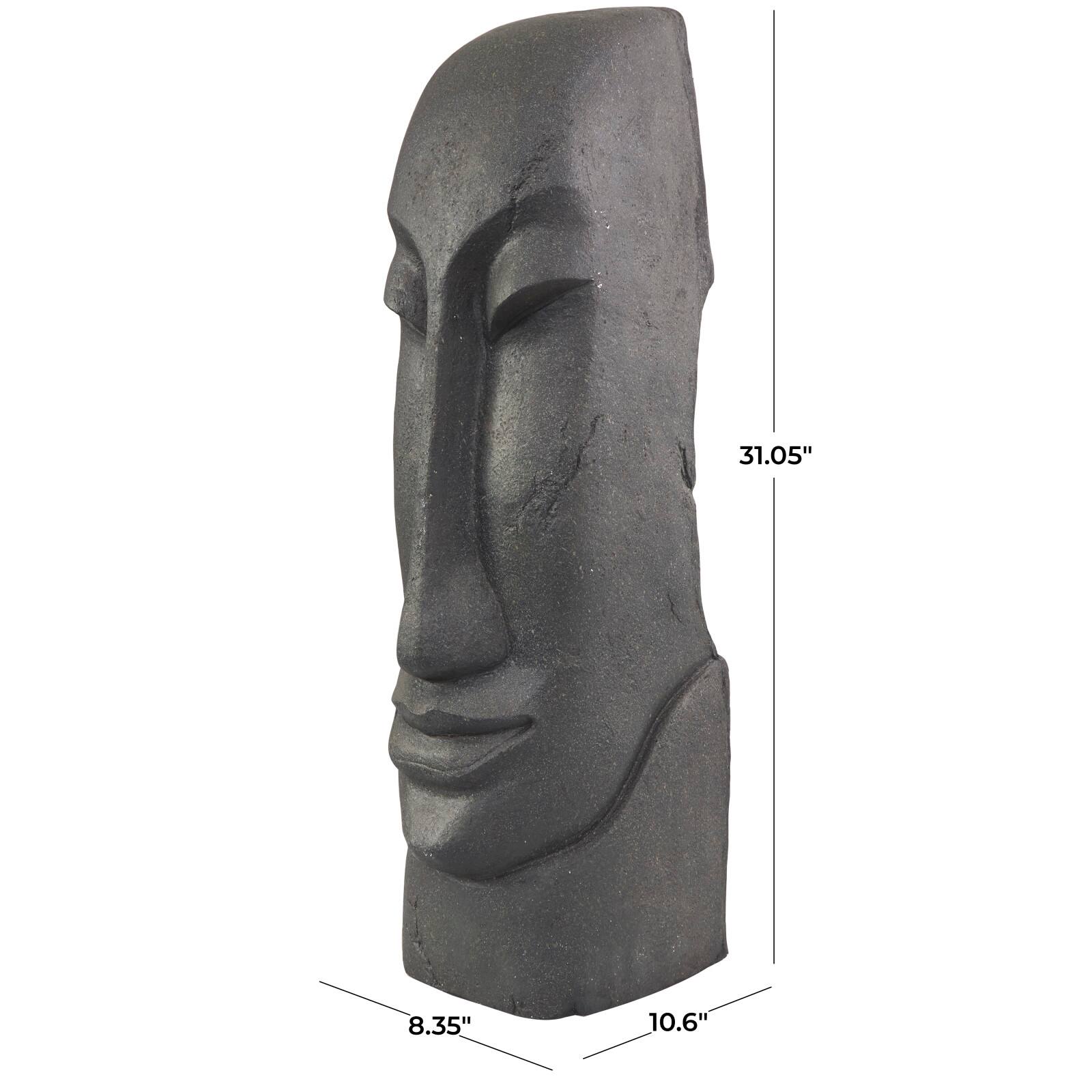 31" Black Tall Distressed Totem Face Sculpture