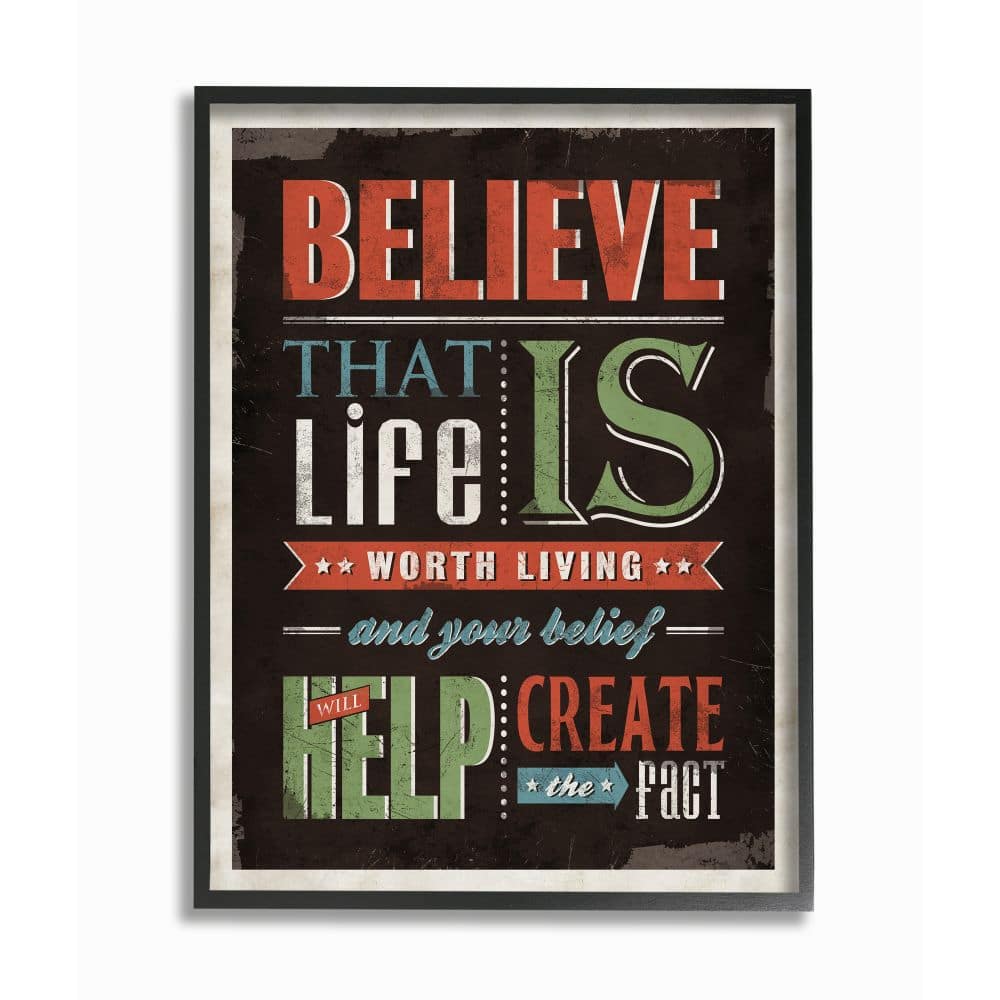 Stupell Industries Believe In Life Vintage Framed Giclee Textured Wall Art