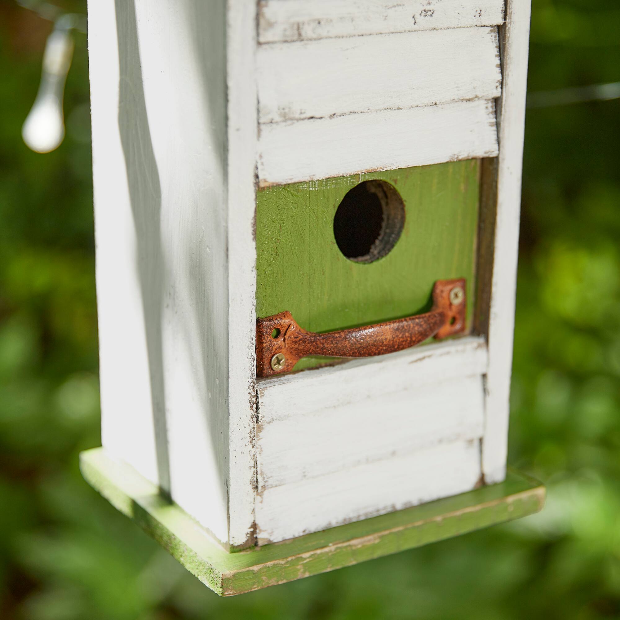 Glitzhome® 18" Distressed Wood Cottage with Shutter Texture Birdhouse