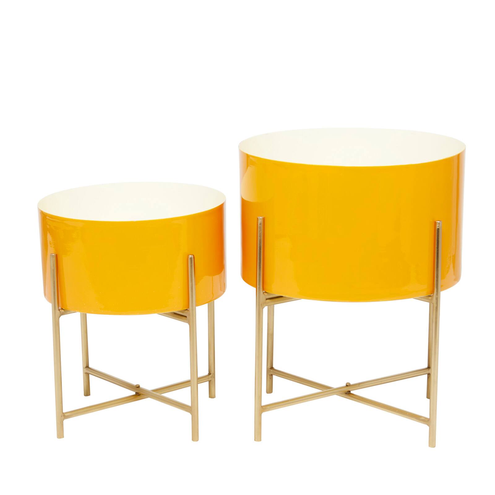 Yellow Modern Planter, Set of 2&#x22; 15&#x22;, 12&#x22;