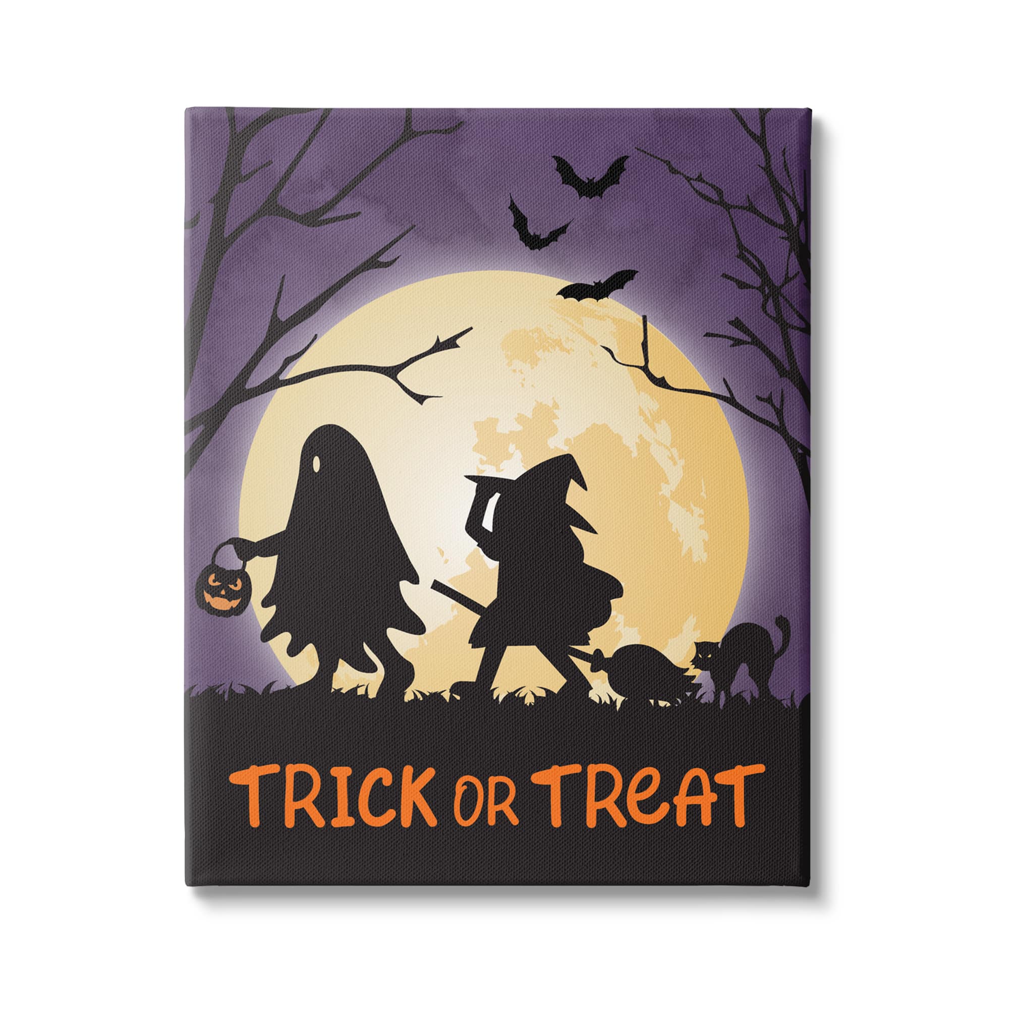 Stupell Industries Trick Or Treat Halloween Silhouettes Canvas Wall Art