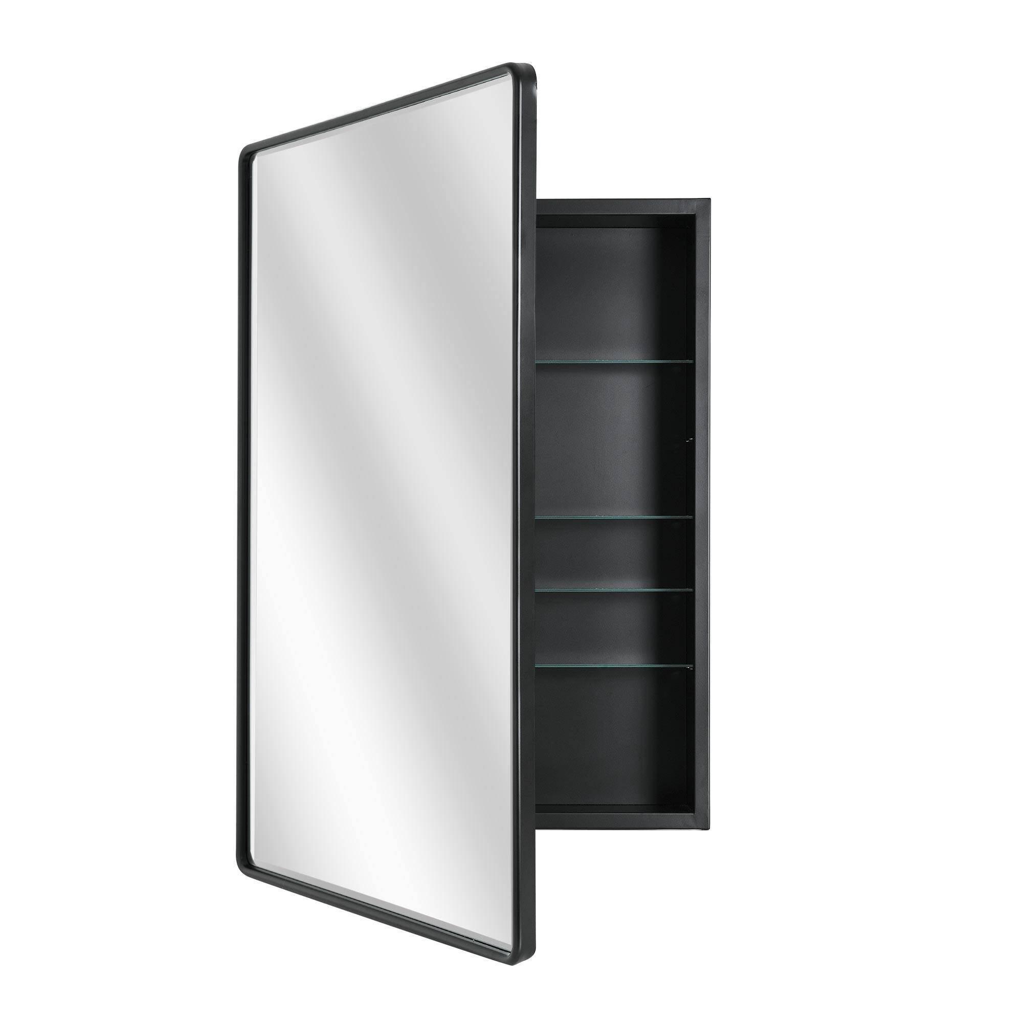 Head West Black Metal Medicine Cabinet with Beveled Mirror