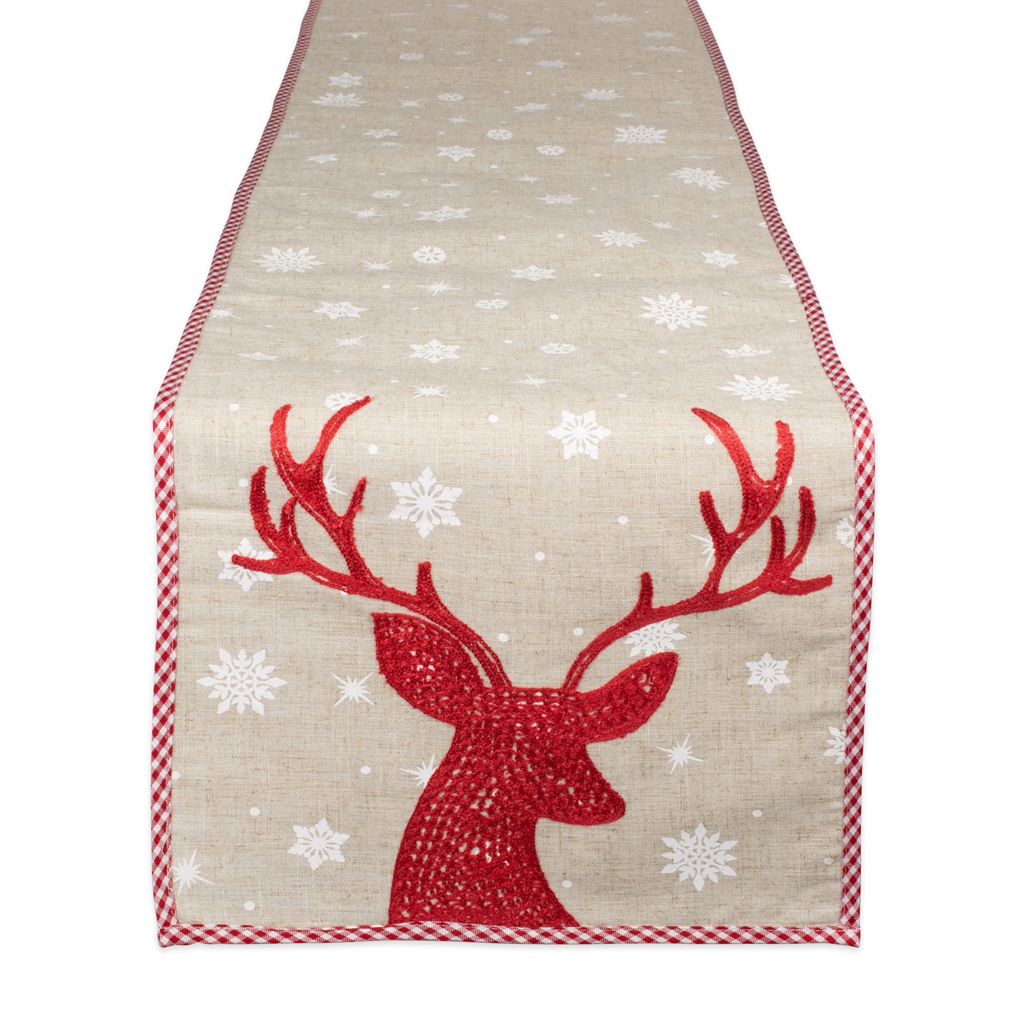 Dii® 108 Red Reindeer Embroidered Table Runner Michaels 7626