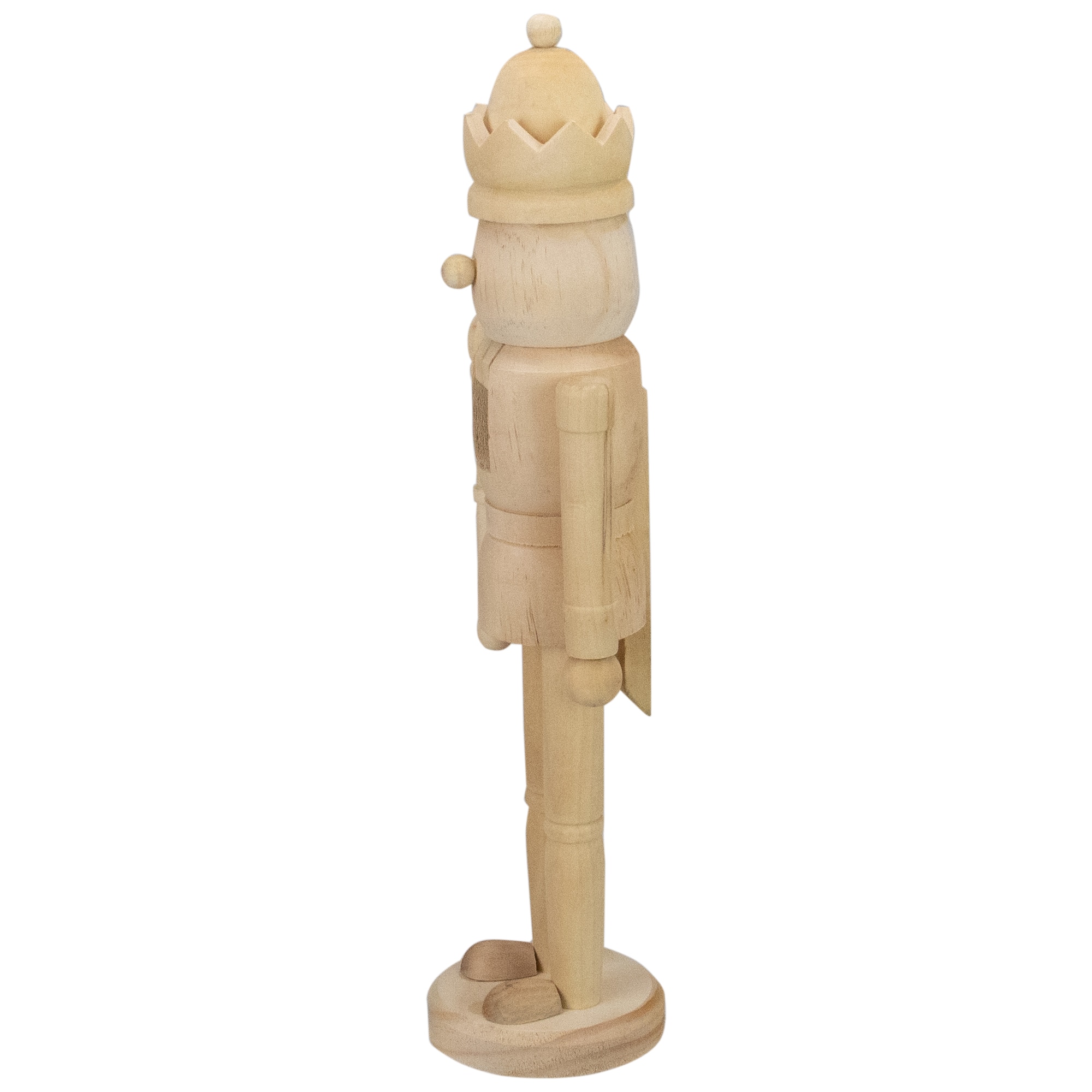 14.75&#x22; Unfinished Paintable Wooden Christmas Nutcracker with a Crown
