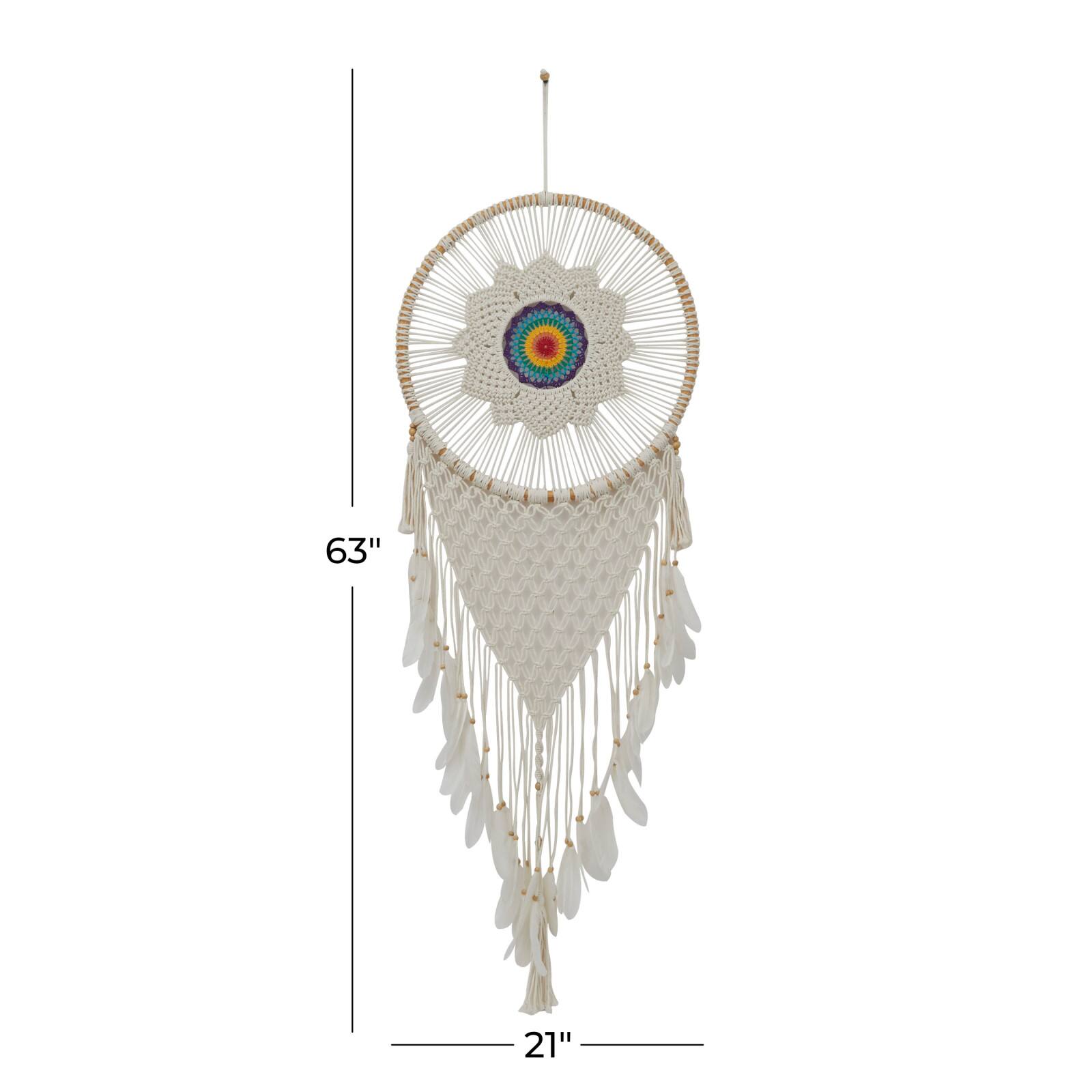 White Cotton Bohemian Dreamcatcher Wall Decor, 21&#x22; x 1&#x22; x 63&#x22;