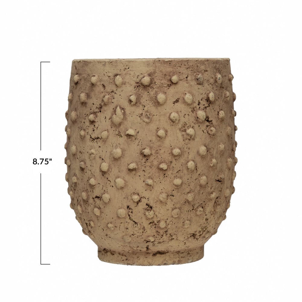 Hello Honey® 9'' Distressed Finish Sandstone Hobnail Planter