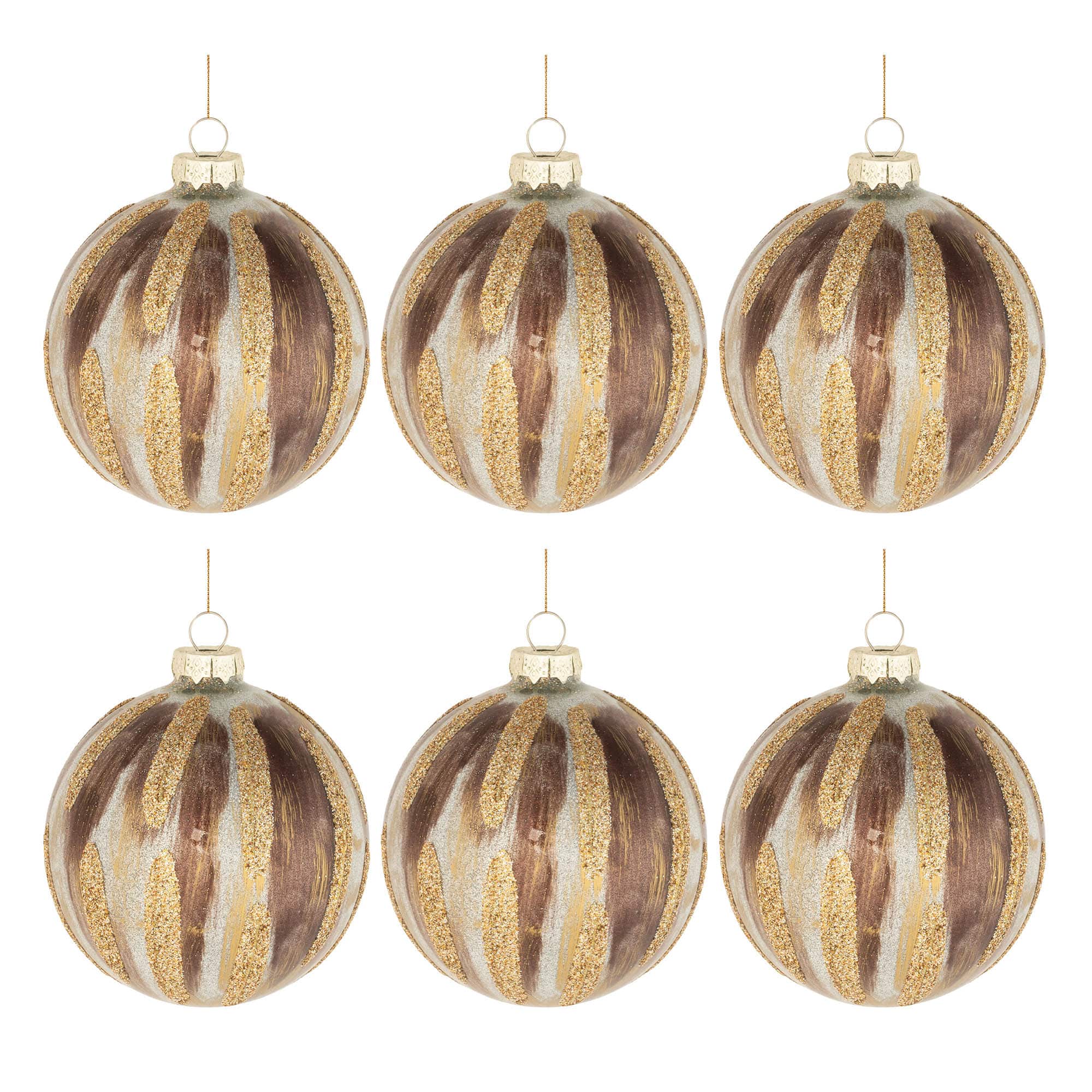 4.5" Glitter Painted Glass Ball Ornaments, 6ct.