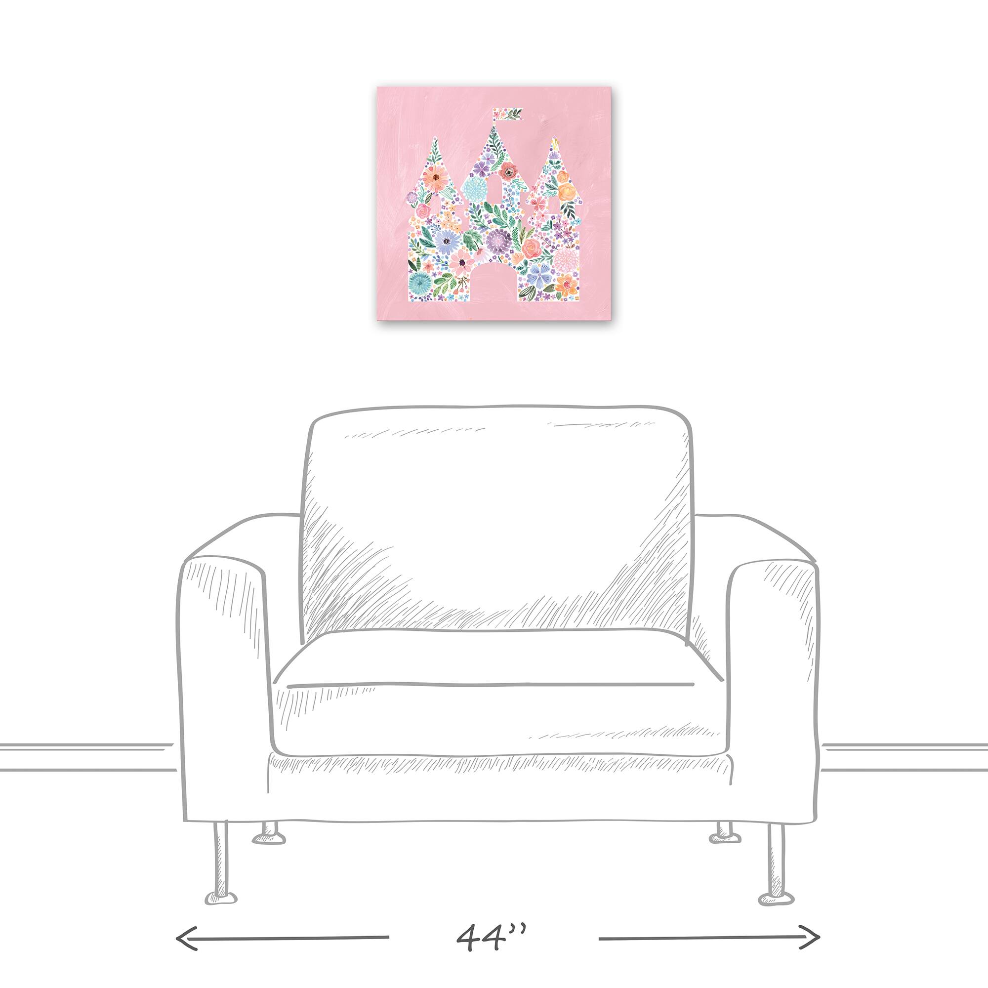 Floral Castle 16&#x22; x 16&#x22; Canvas Wall Art