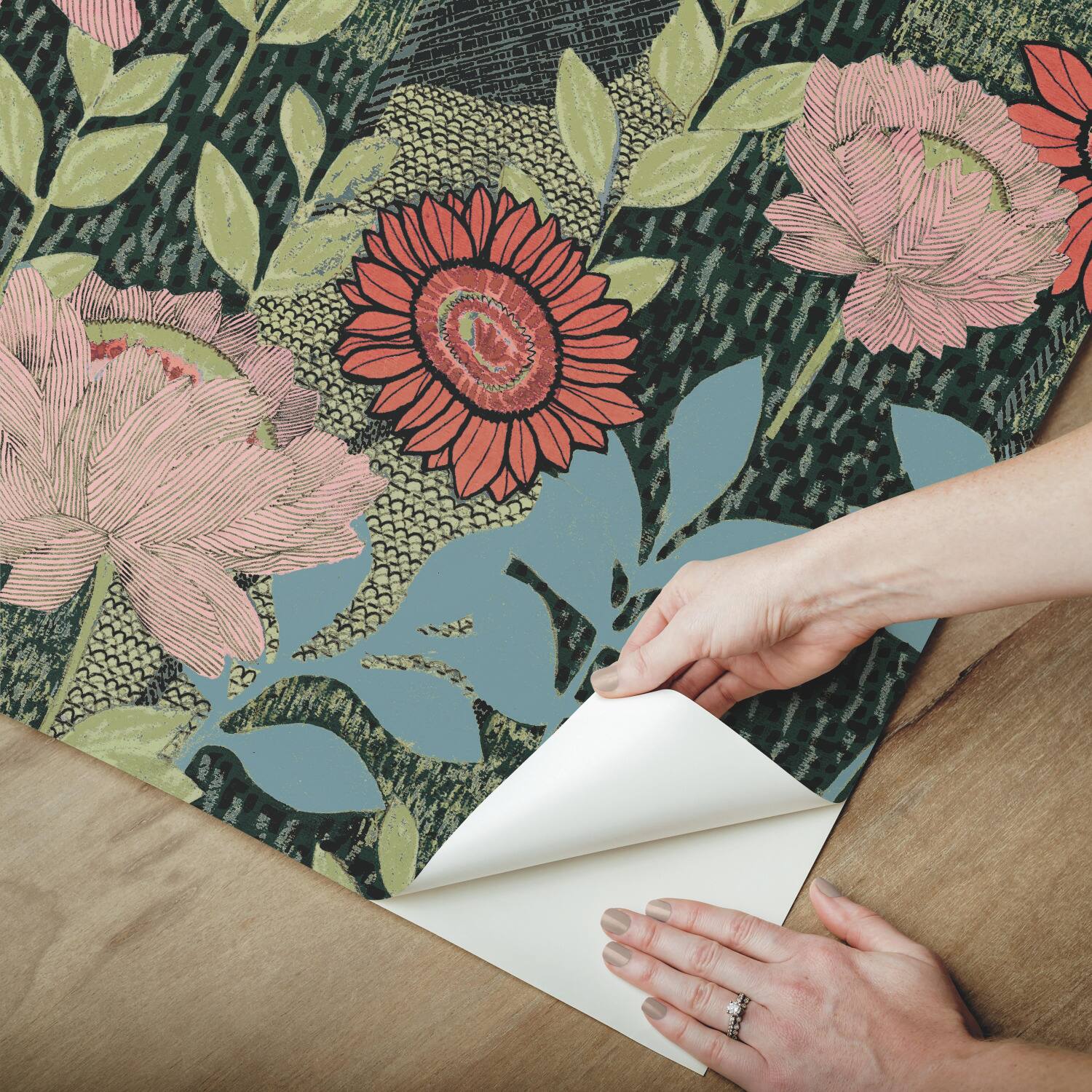 RoomMates Tamara Day Green Botanical Garden Peel & Stick Wallpaper