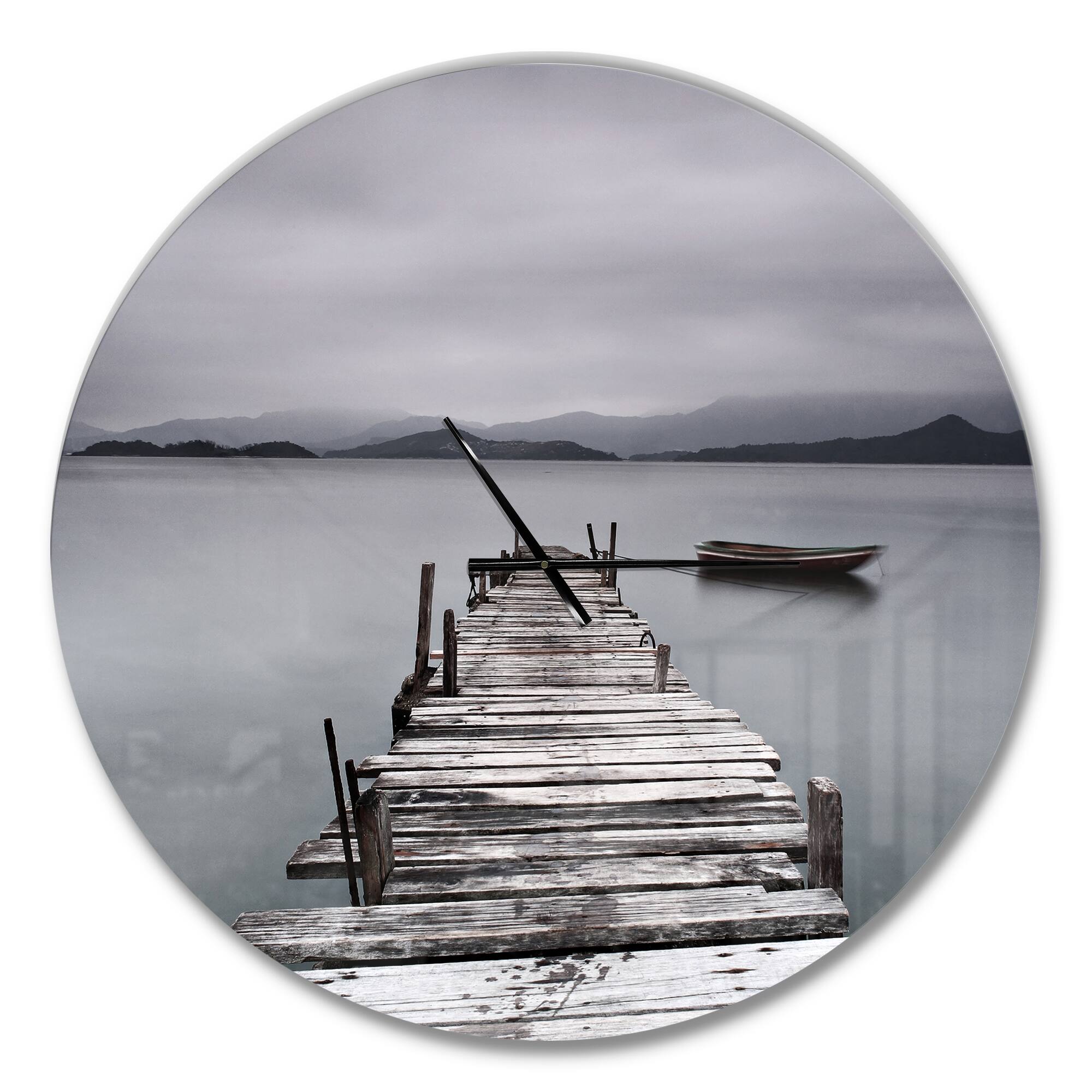 Designart 'Pier And Boats At Seashore Modern Wall Clock Clocks Michaels