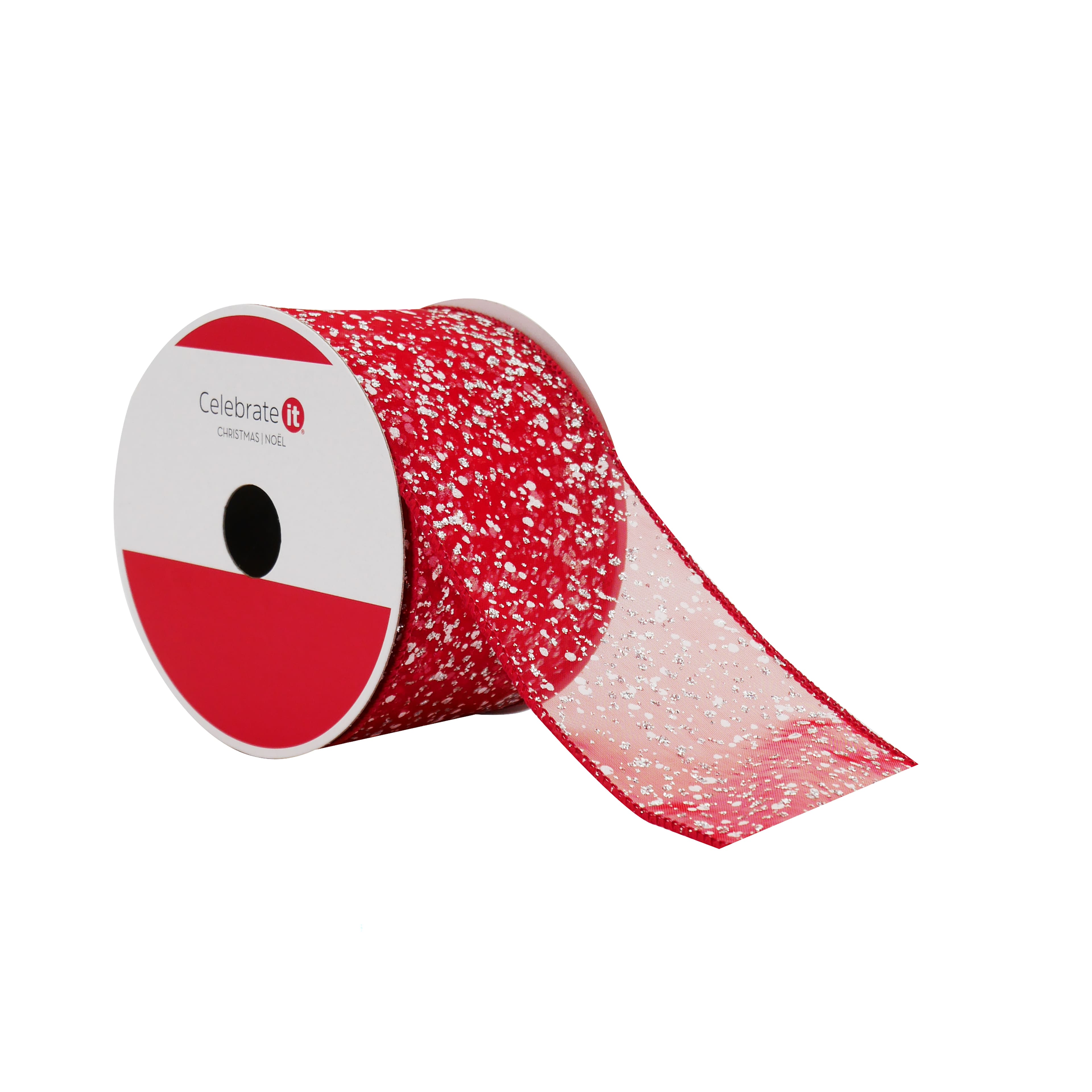 2.5&#x22; x 20ft. Red Sugar Wired Sheer Ribbon by Celebrate It&#xAE;