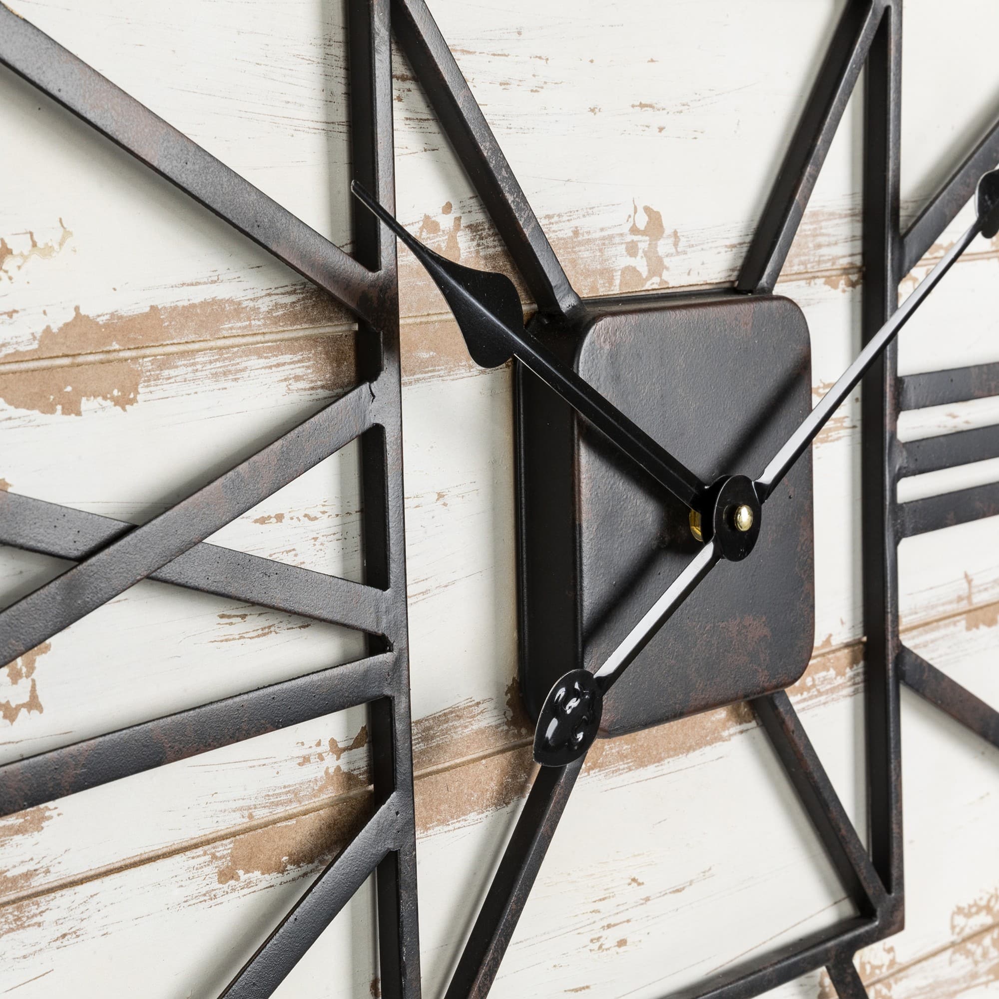 Glitzhome® 31.5" Oversized Farmhouse Wooden & Metal Rectangle Wall Clock
