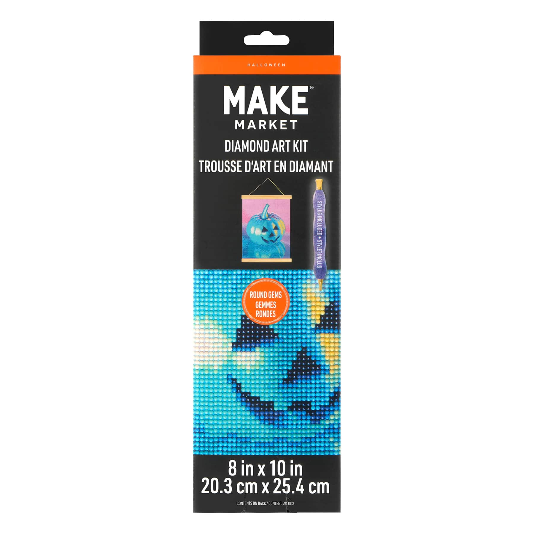 8&#x22; x 10&#x22; Neon Pumpkin Diamond Art Kit with Magnetic Frame by Make Market&#xAE;