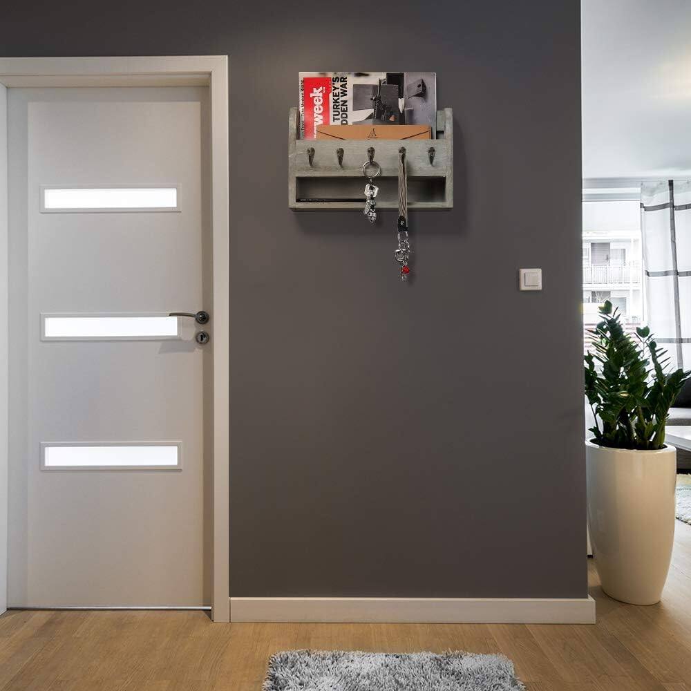NEX™ Rustic Gray Wood Wall Mounted Mail & Key Holder