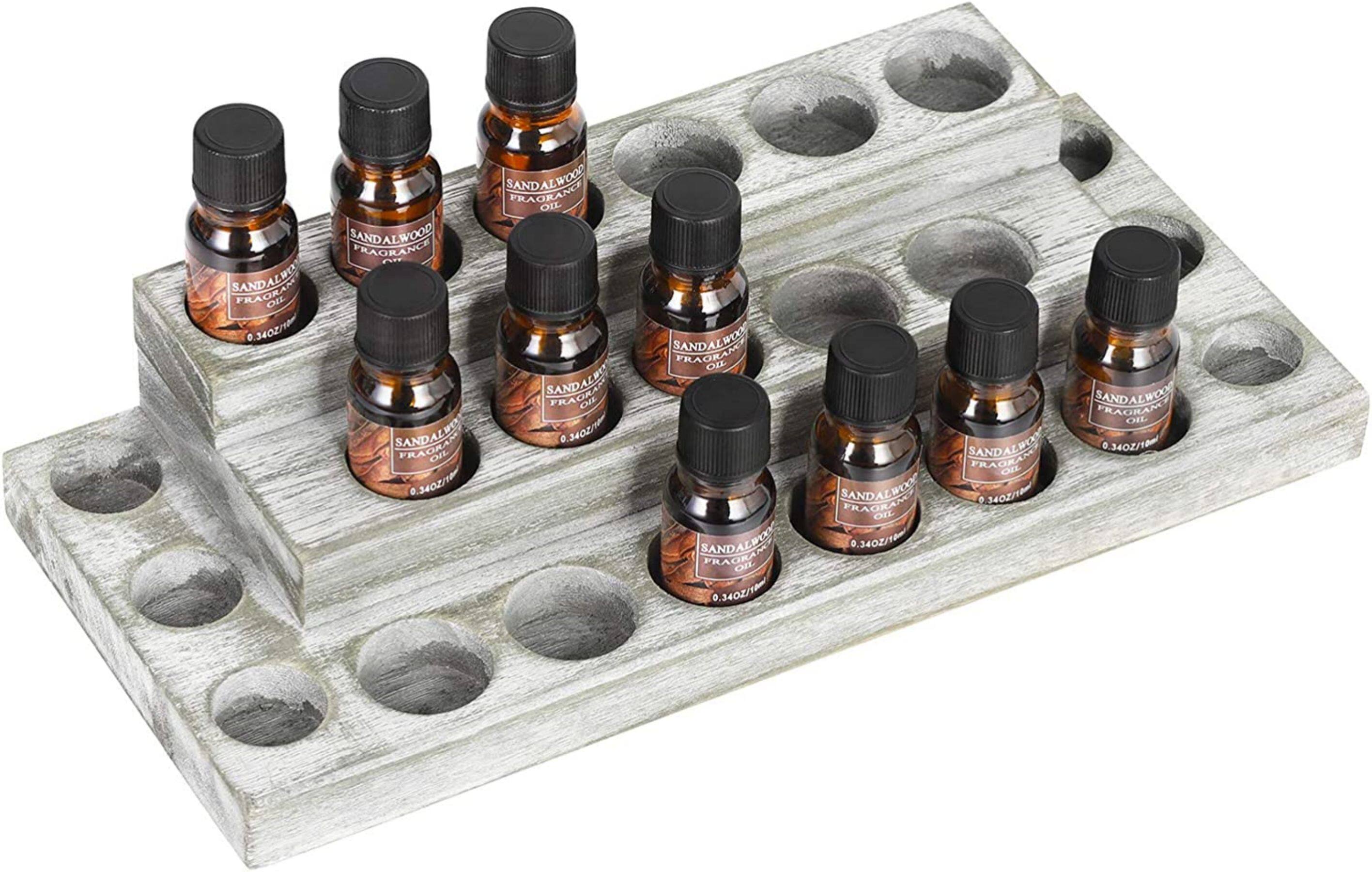 NEX™ Whitewash Essential Oils Storage Rack for 5, 10, 15, and 20mL Bottles