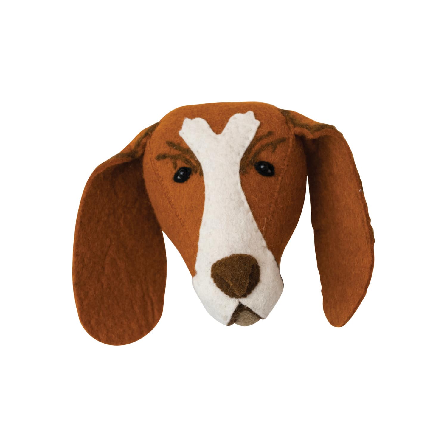 Hello Honey® 7.5" Brown & Cream Handmade Wool Felt Dog Head Wall Hanging