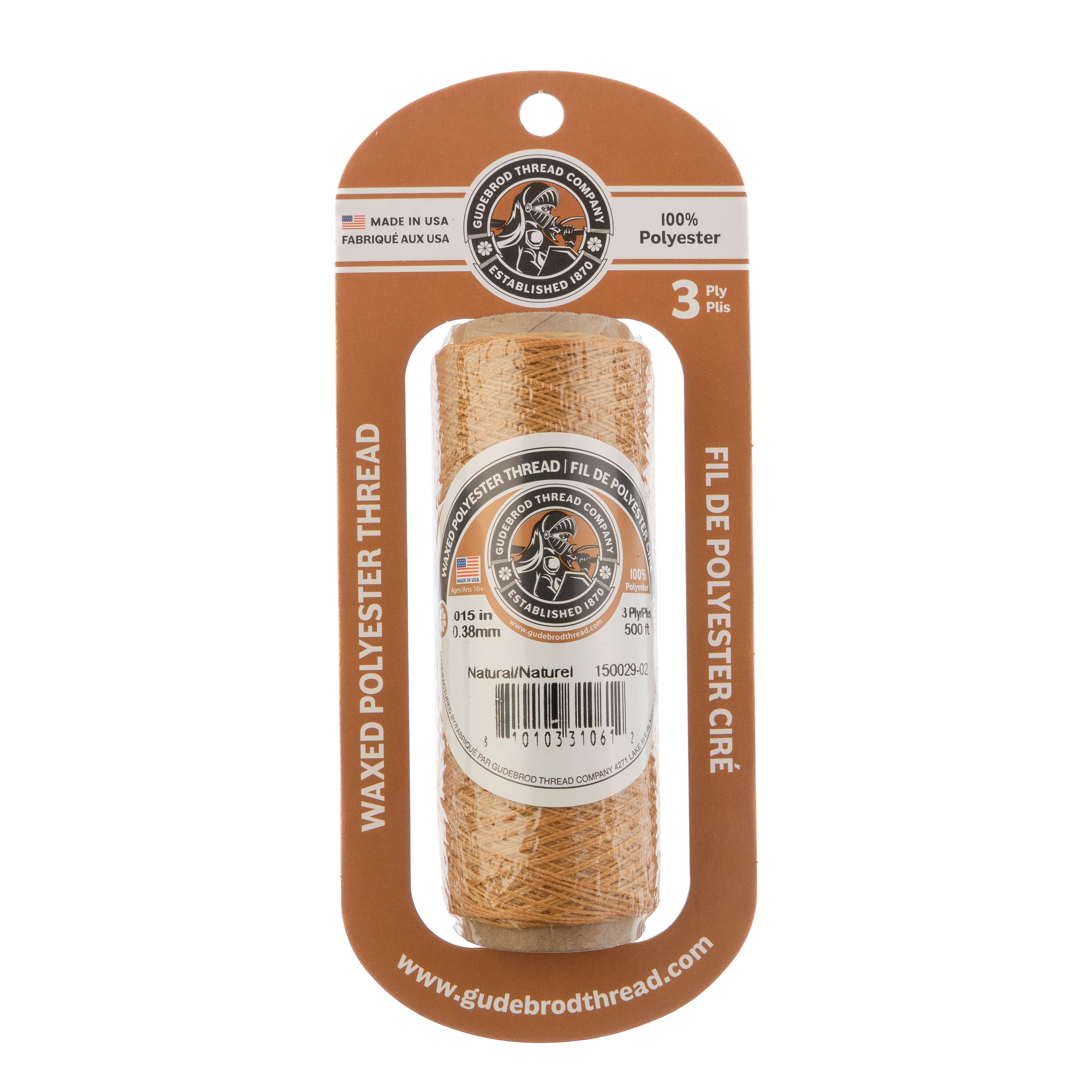 Gudebrod 0.015" Waxed Polyester Thread