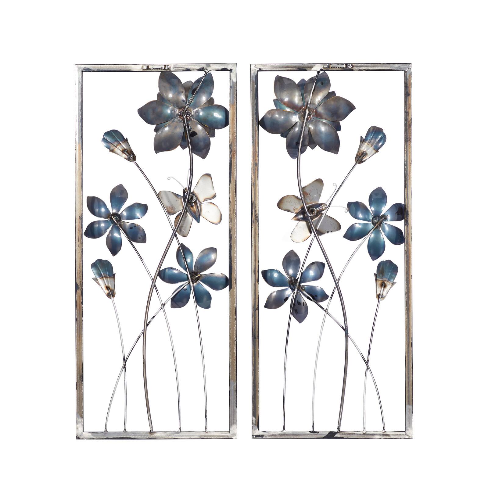 28" Black Metal Traditional Floral Wall Décor Set