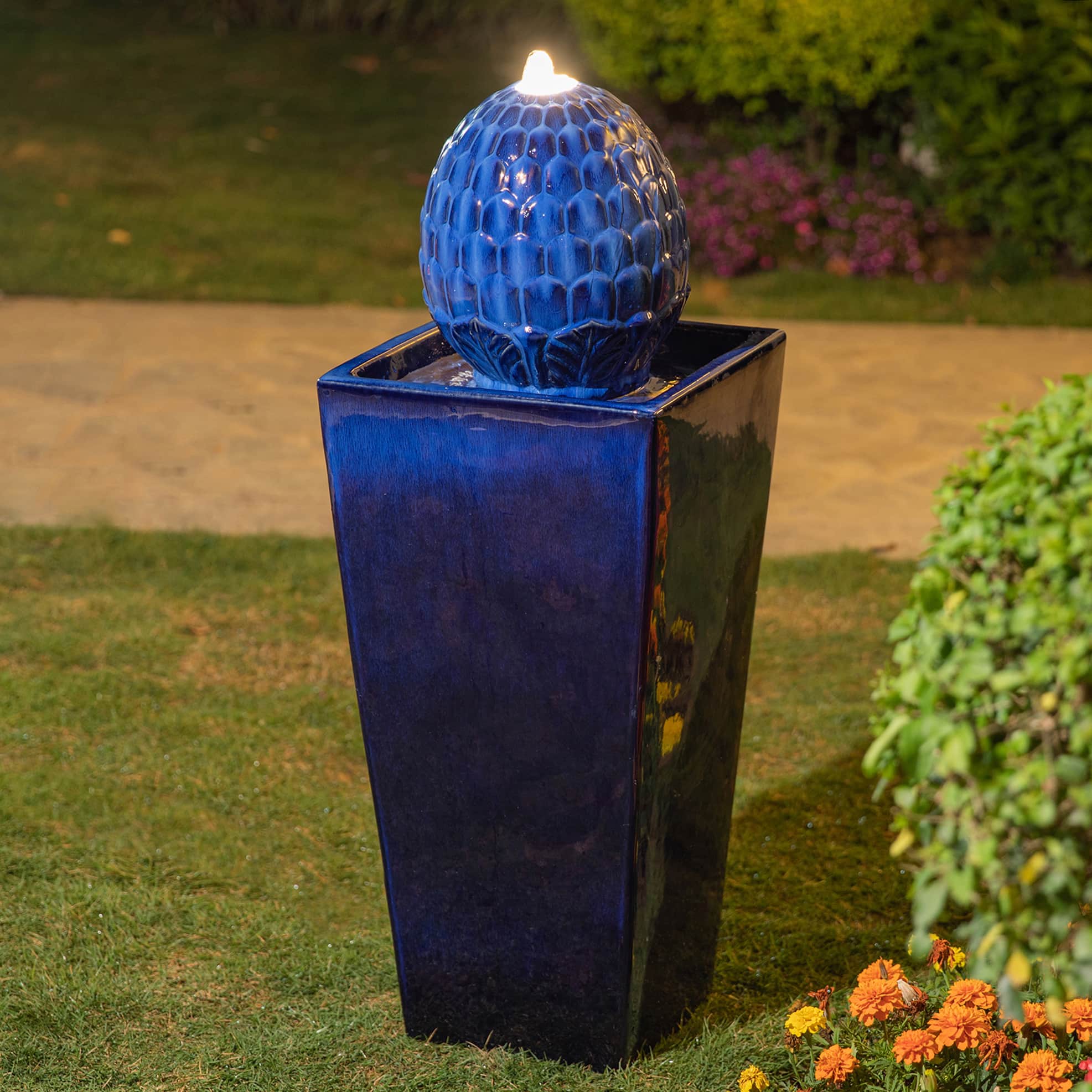 Glitzhome® 36" LED Artichoke Pedestal Ceramic Fountain