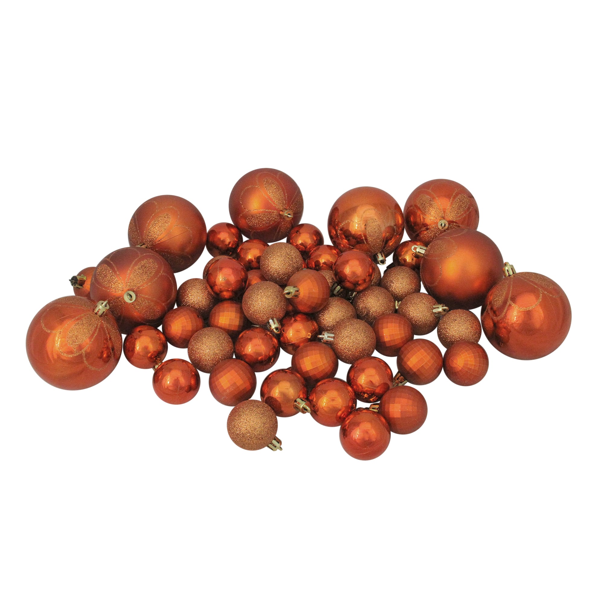 125ct. 4-Finish Burnt Orange Shatterproof Ornaments
