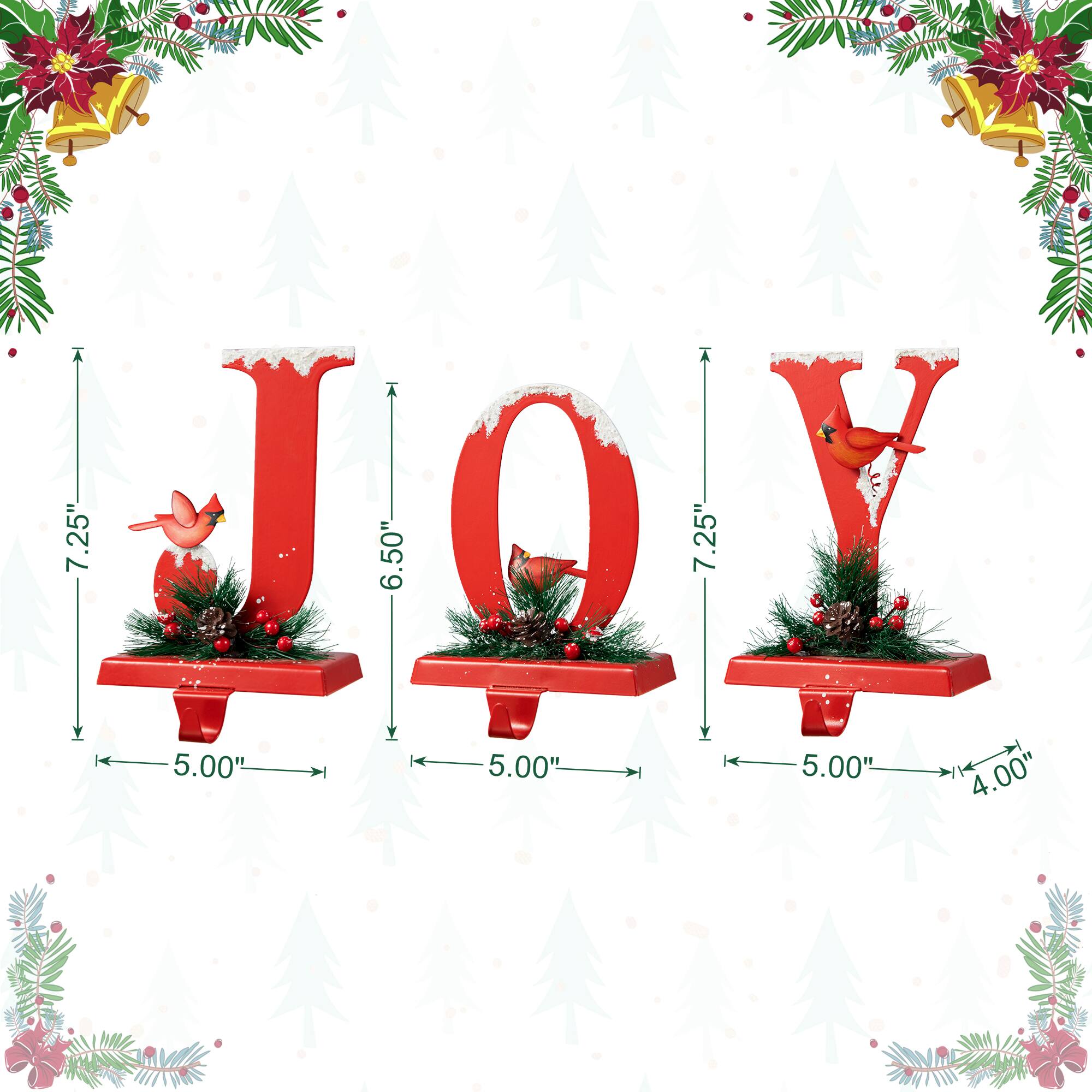 Glitzhome&#xAE; Christmas Metal JOY Stocking Holder Set