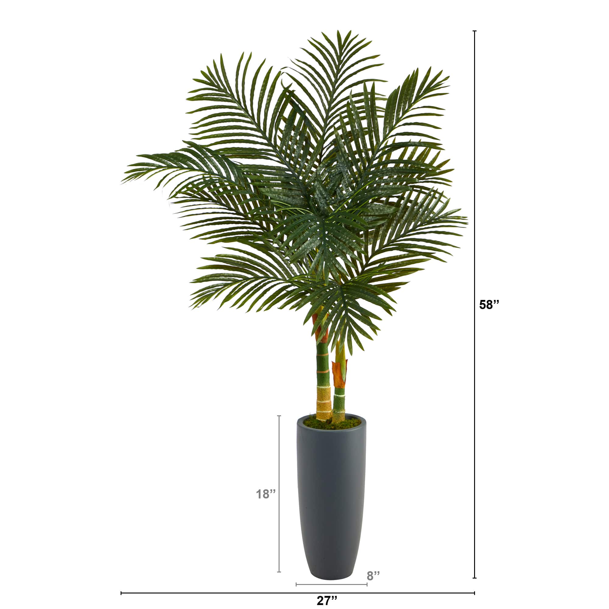 4.8ft. Golden Cane Palm Tree in Tall Gray Planter