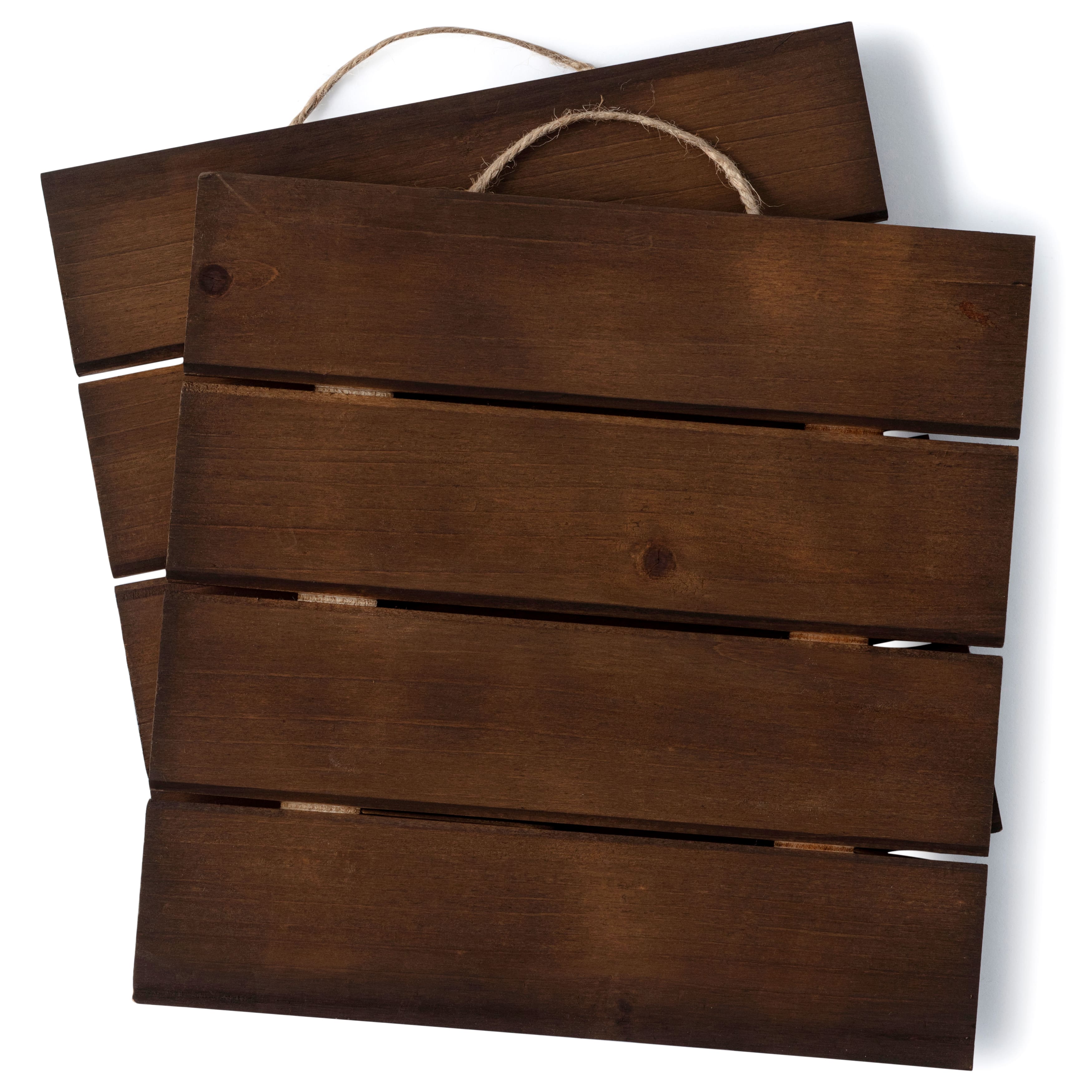 9 Packs: 2 ct. (18 total) 10&#x22; x 10&#x22; Brown Wood Square Plaques by Make Market&#xAE;
