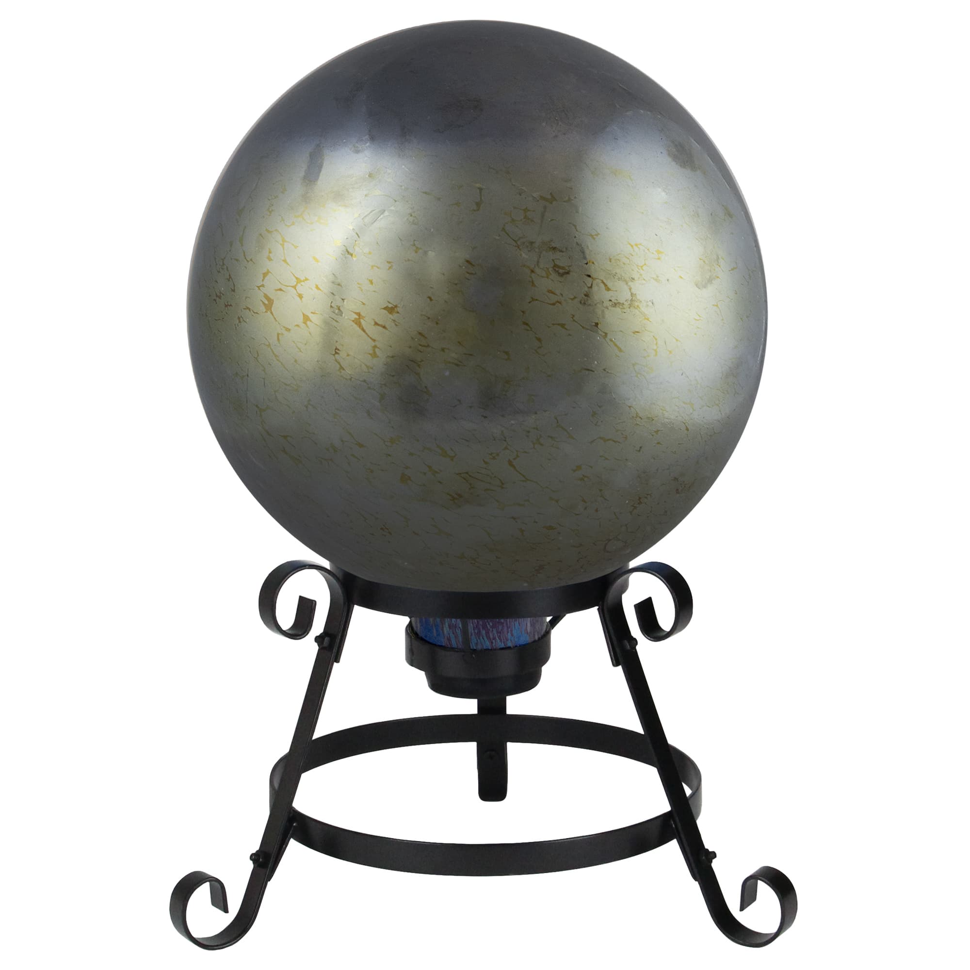 10&#x22; Gold and Silver Metallic Mirrored Glass Garden Gazing Ball