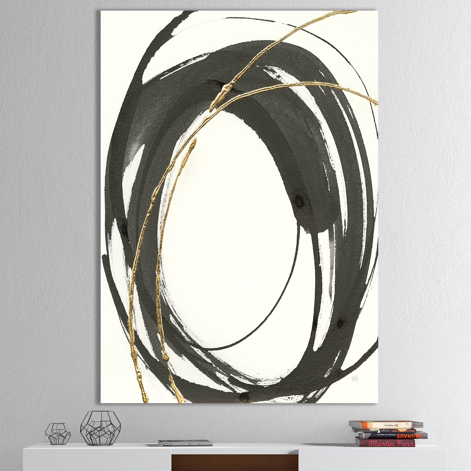 Designart - Gold Glamour Circle I - Posh & Luxe Canvas Art
