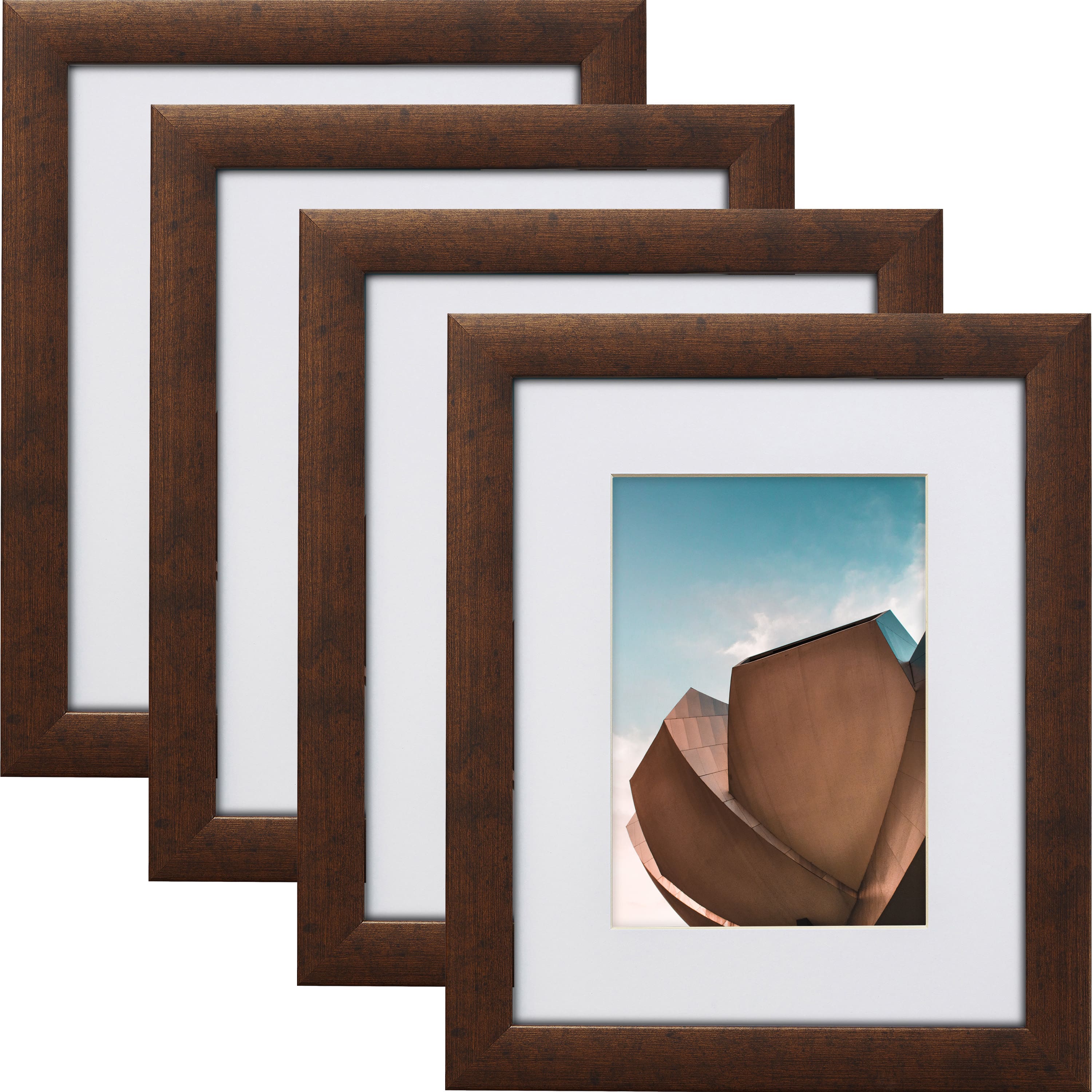Craig Frames 4 Pack: Contemporary Rustic Copper Picture Frame with Mat