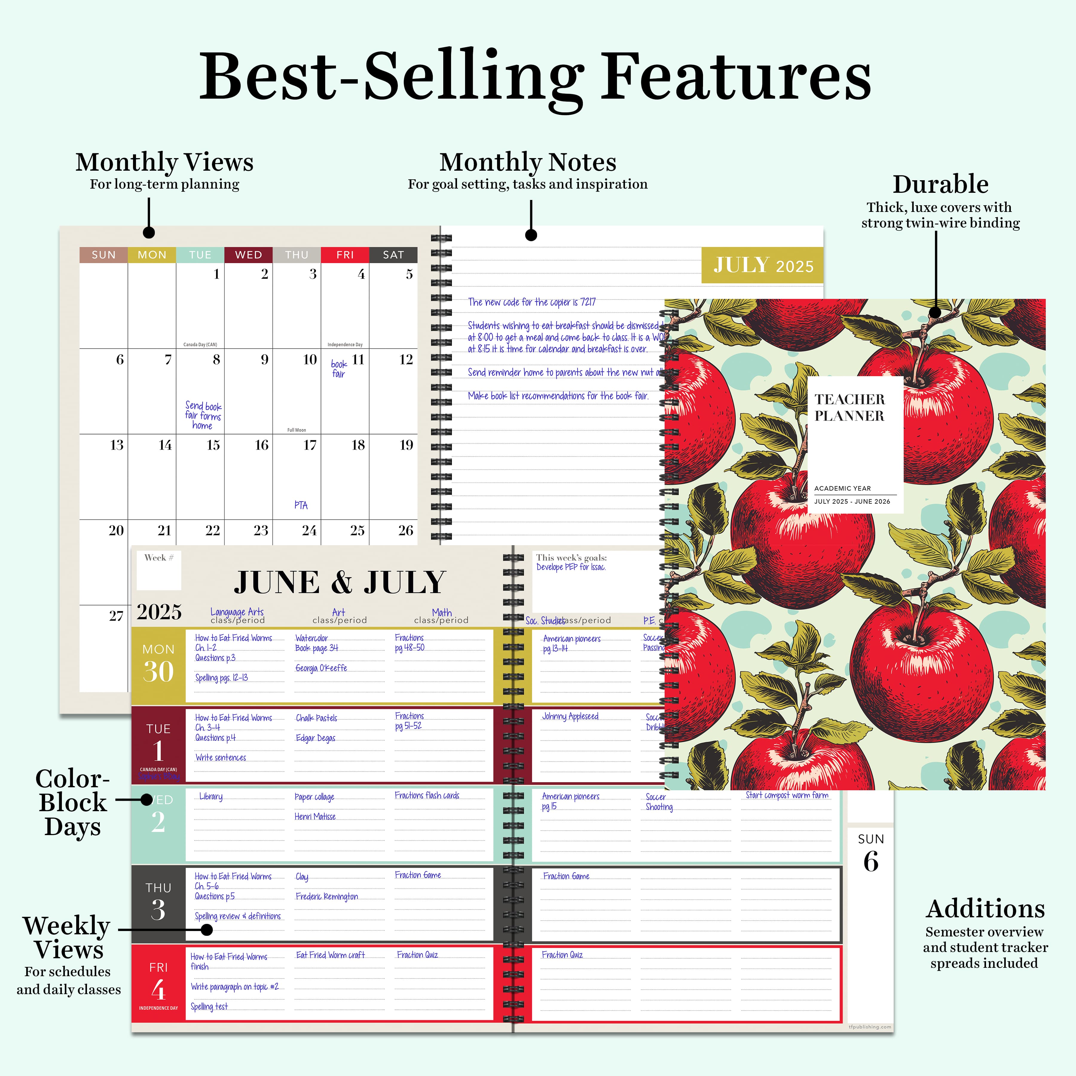TF Publishing 2025-2026 Heirloom Apples Teacher &#x26; Home School Lesson Planning Book