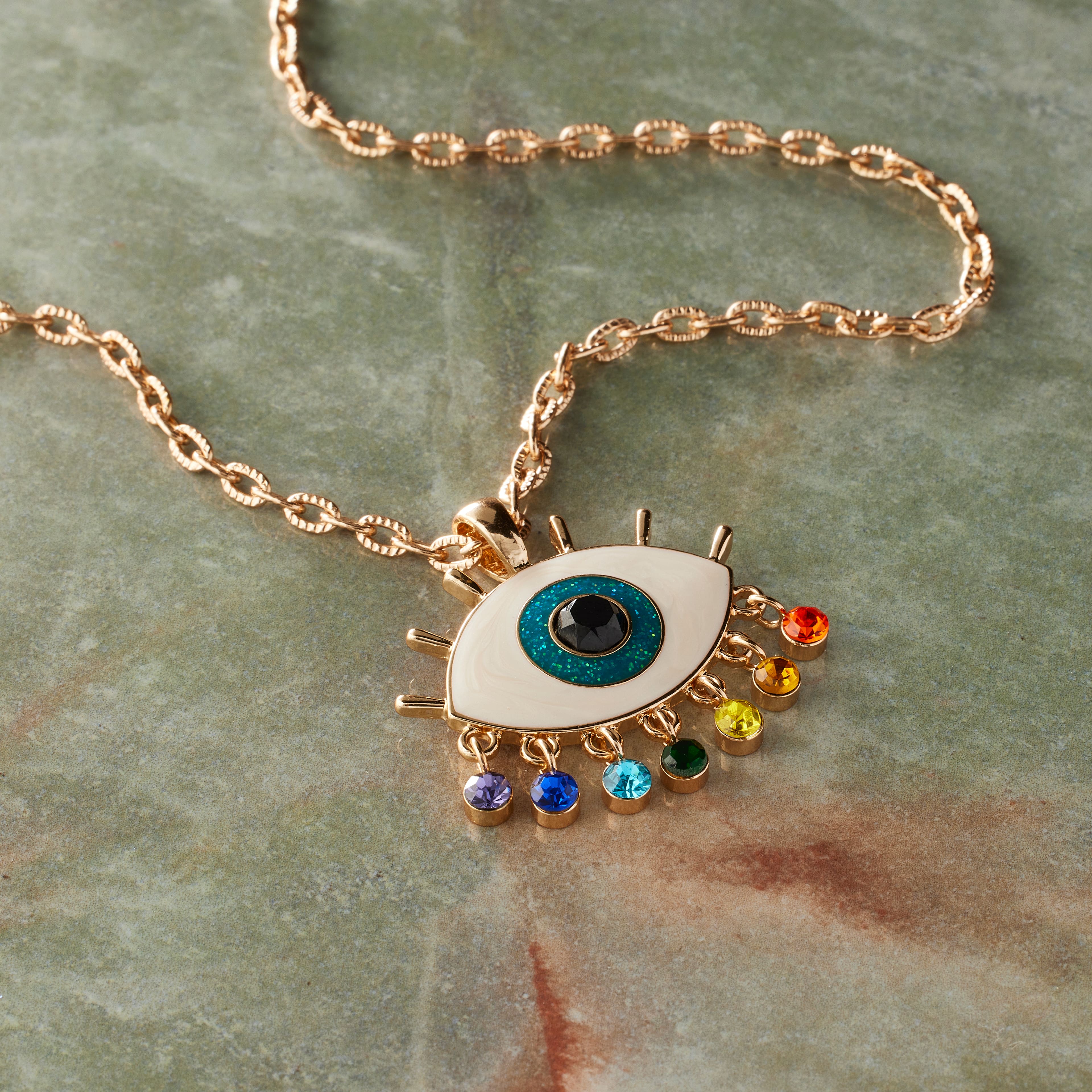 12 Pack: Rainbow Evil Eye Pendant by Bead Landing™