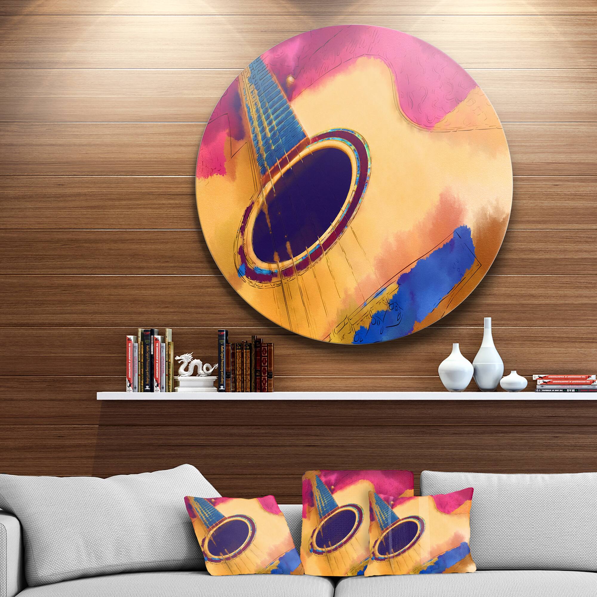 Designart - Listen to the Colorful Music&#x27; Music Metal Circle Wall Art