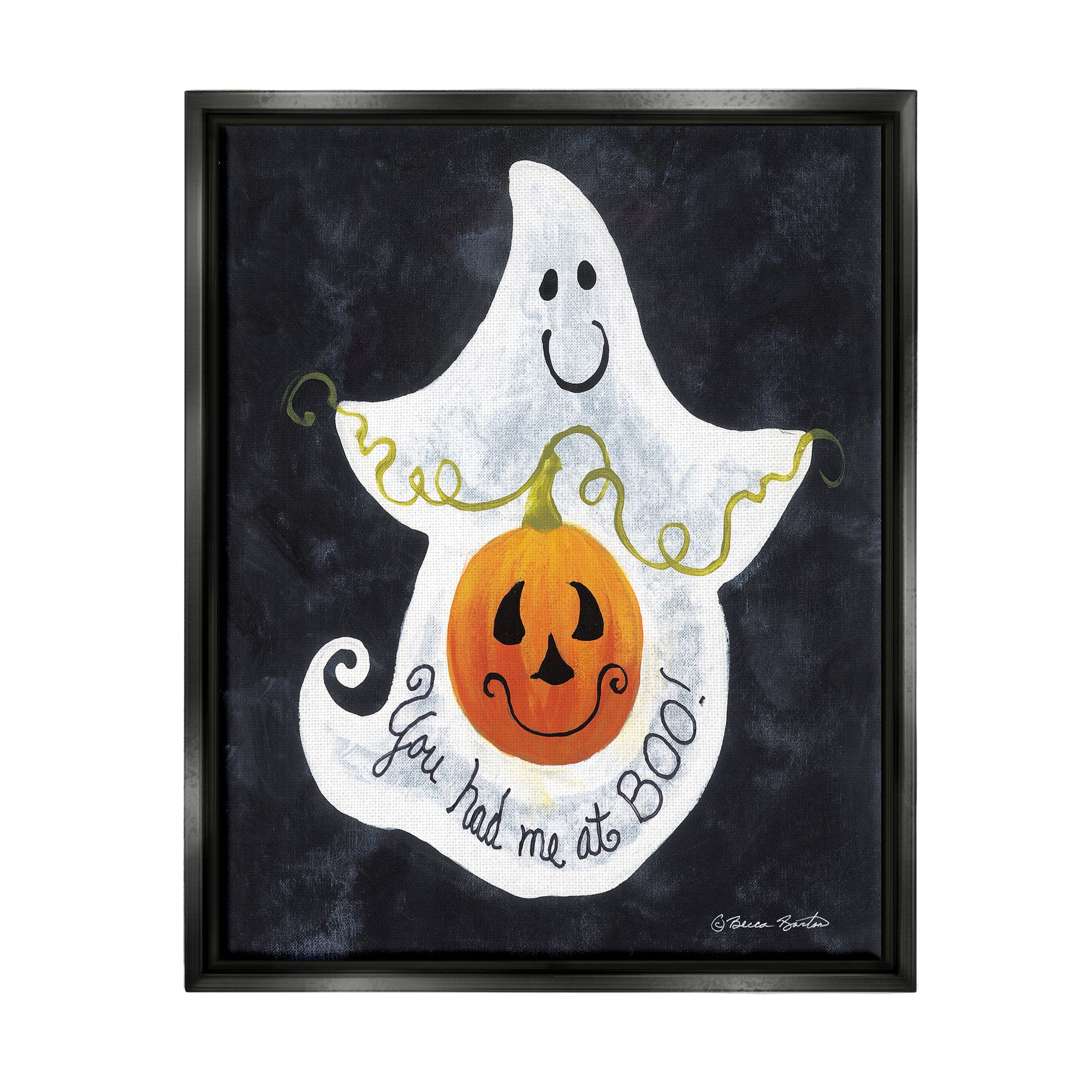 Stupell Industries You Had Me At Boo Ghost Framed Floater Canvas Wall Art