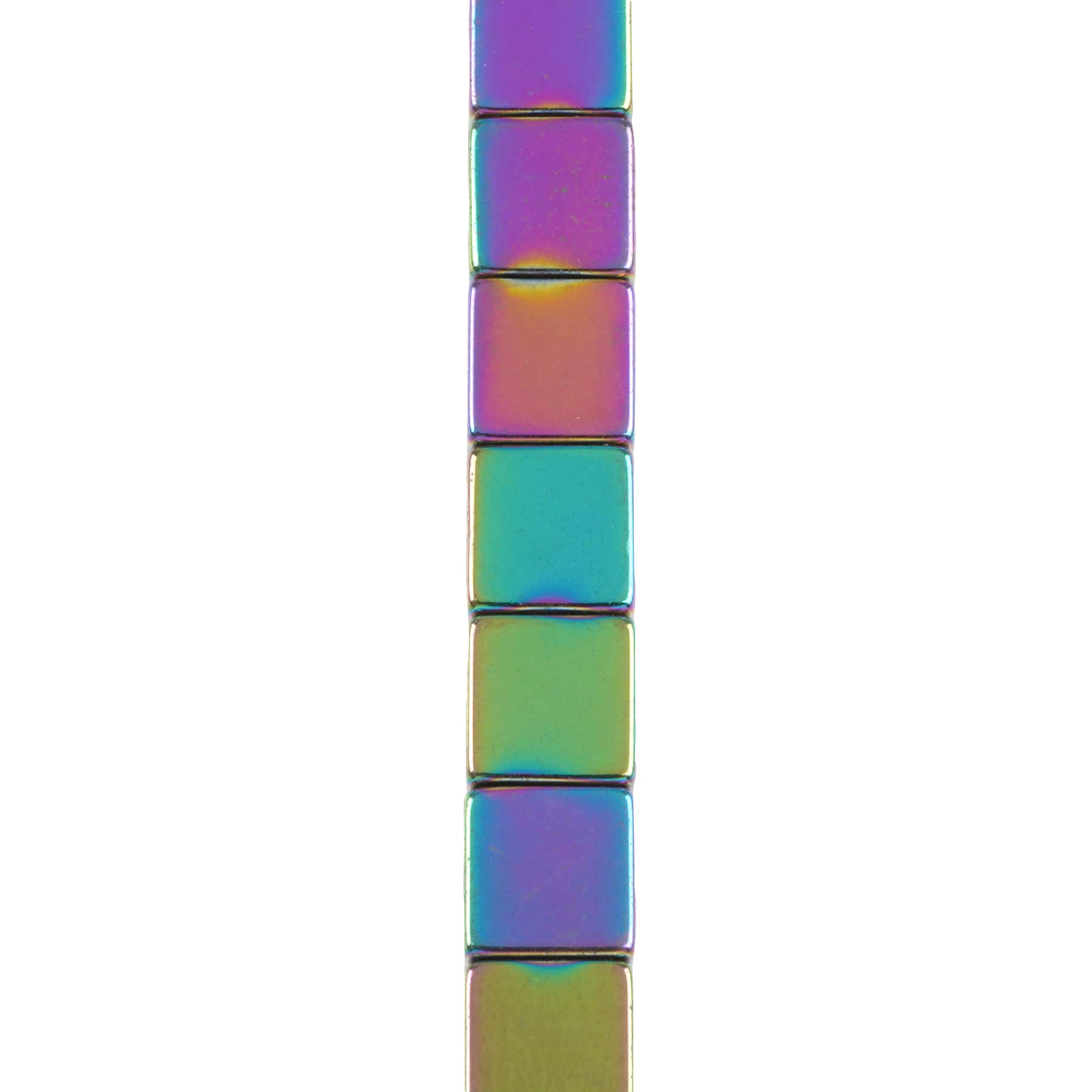 12 Pack: Rainbow Reconstituted Hematite Cube Beads by Bead Landing™