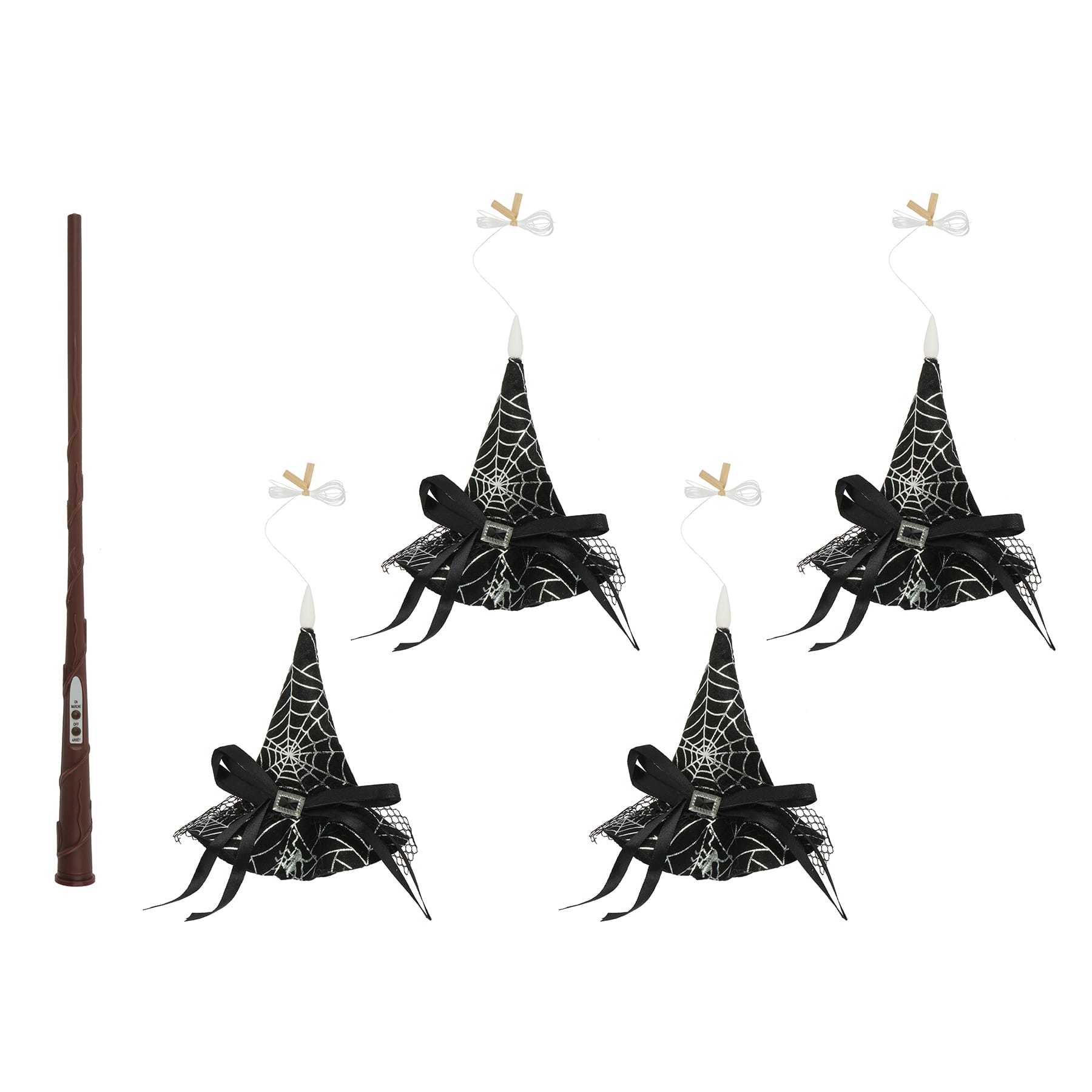 4ct. Warm White LED Hanging Black Witch Hat Candles by Ashland&#xAE;