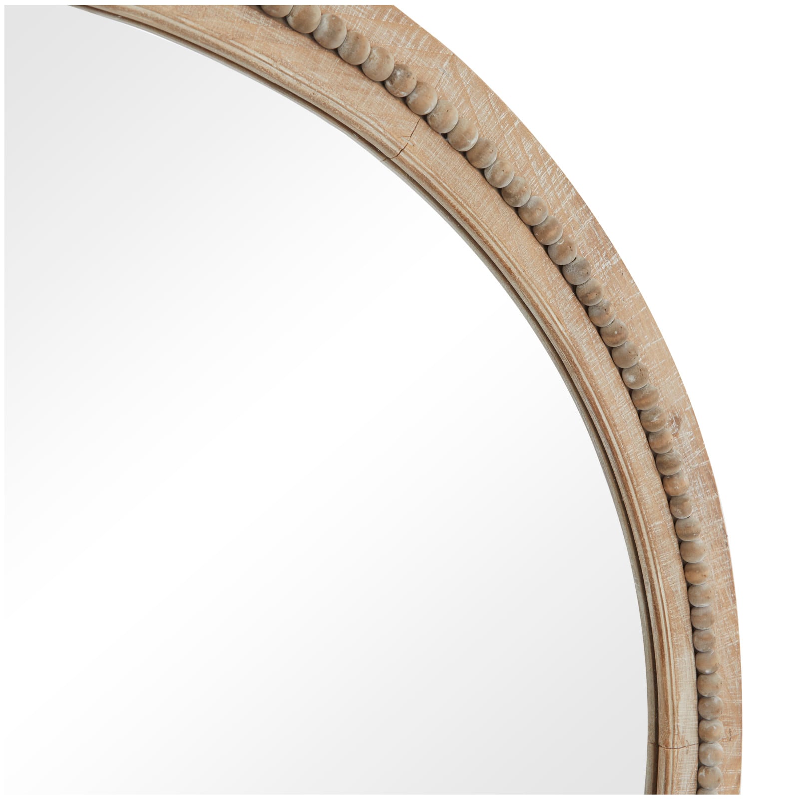Brown Wood Beaded Frame Wall Mirror with Distressing 44" x 2" x 44"