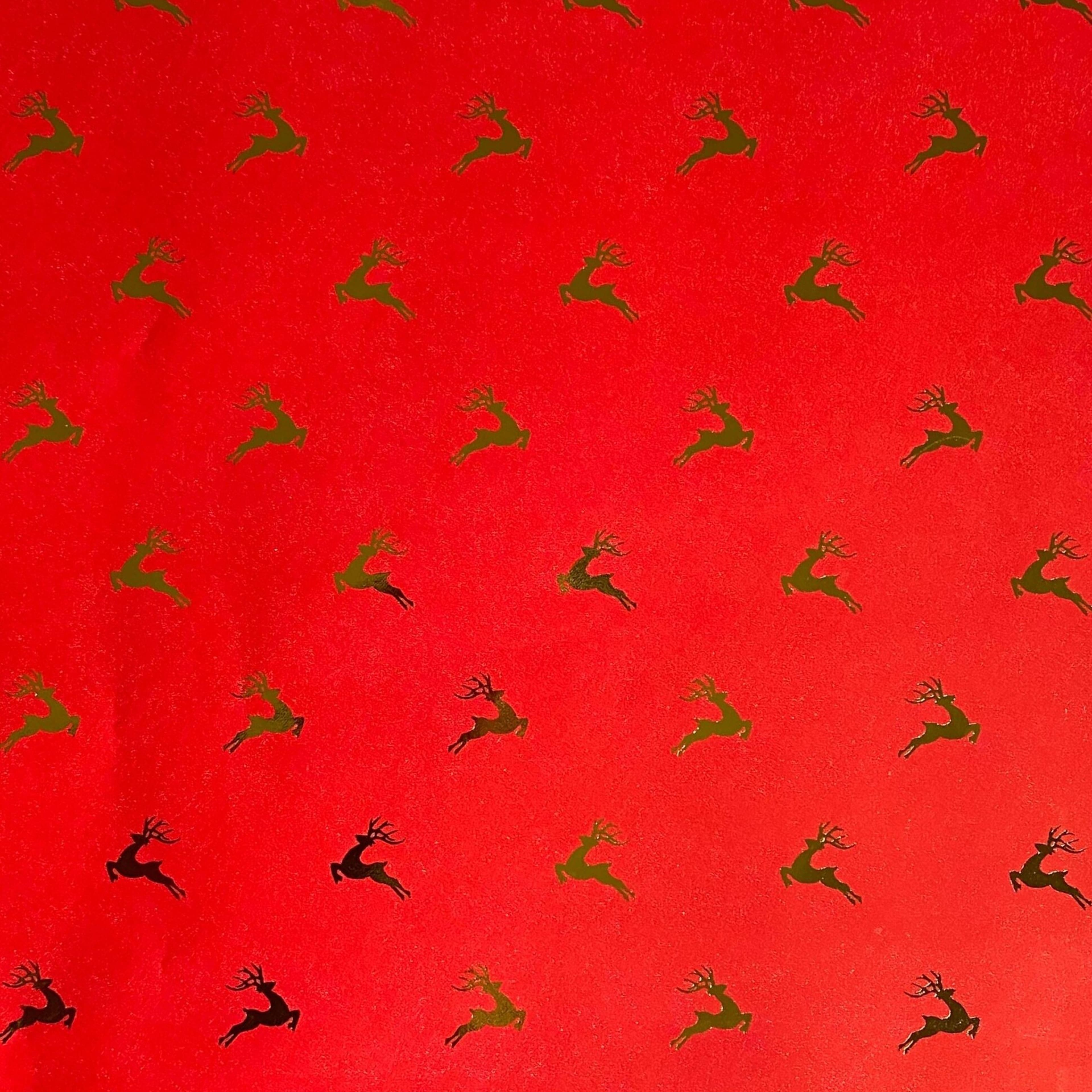 Red with Gold Foil Reindeer Gift Wrap by Celebrate It&#x2122;