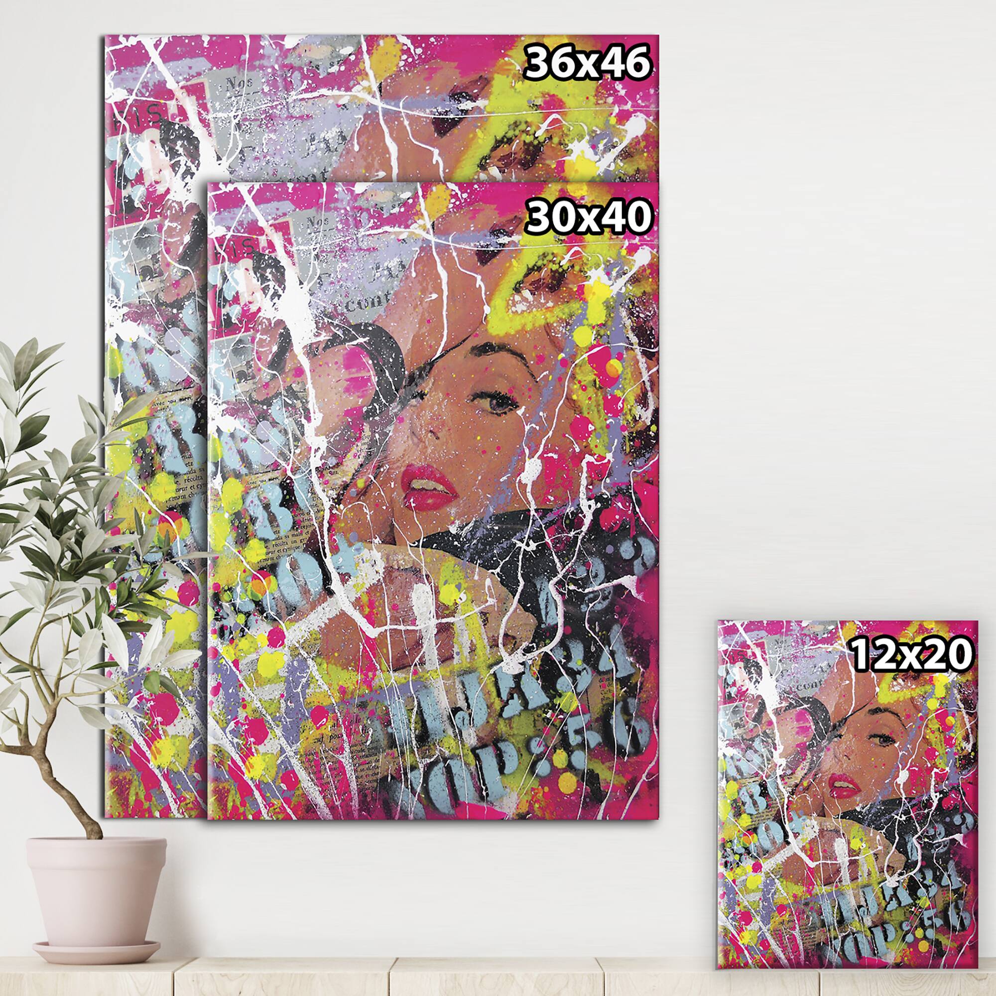 Designart - Old Style Newspaper Street Art Collage VI - Modern & Contemporary Premium Canvas Wall Art