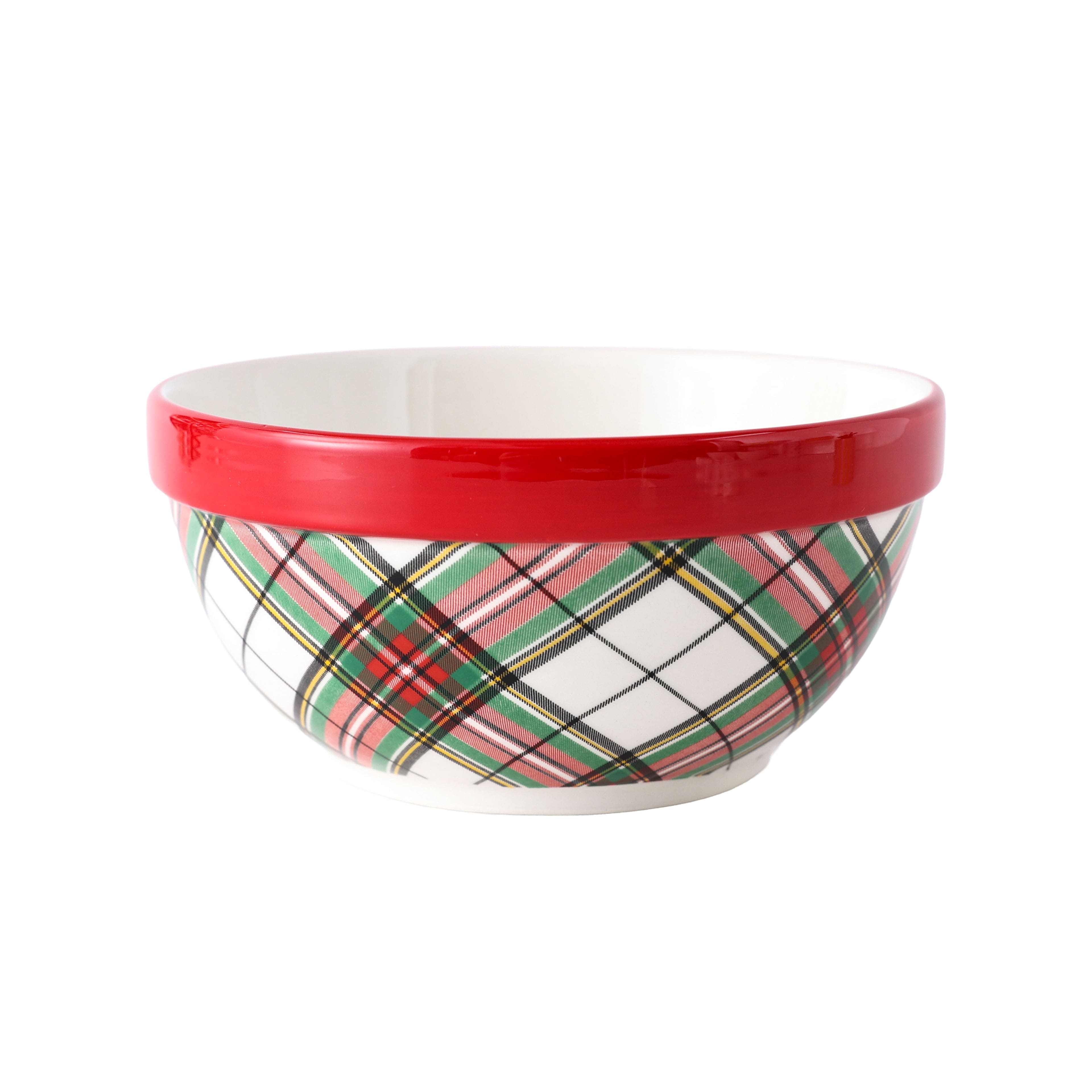 8&#x22; Green &#x26; Red Plaid Ceramic Bowl by Ashland&#xAE;