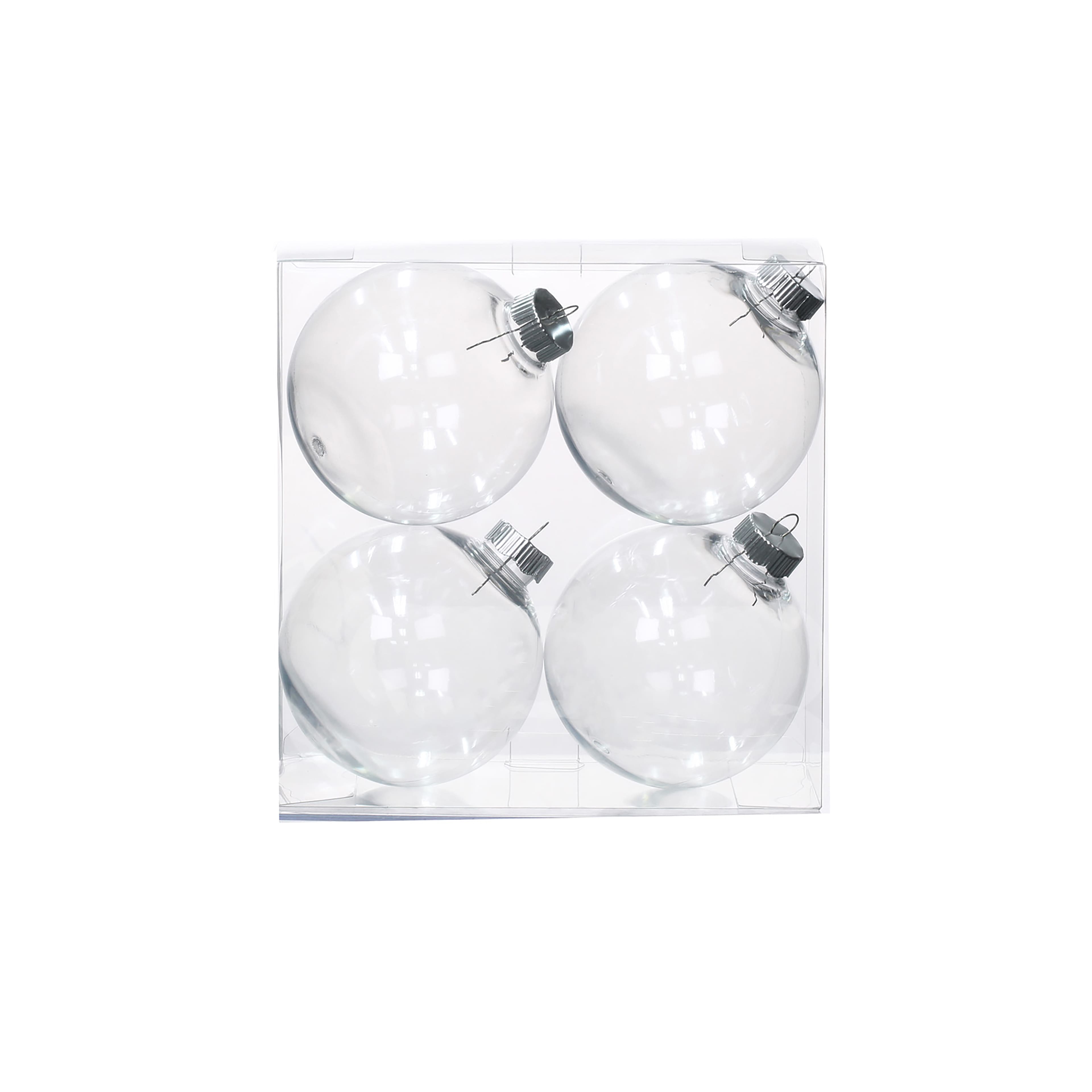4 Pack 4&#x22; Clear DIY Plastic Ball Ornaments by Make Market&#xAE;