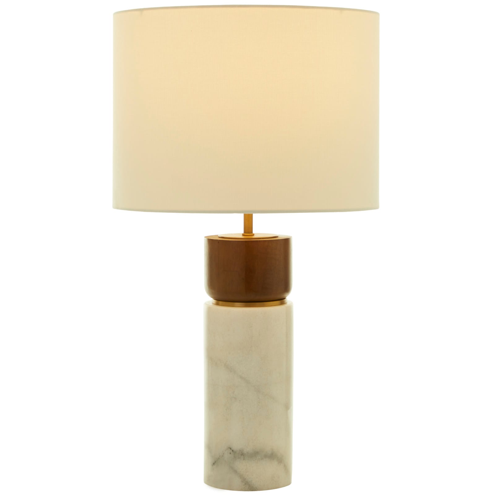 White Marble Thick Stand Table Lamp with Drum Shade 15" x 14" x 25"