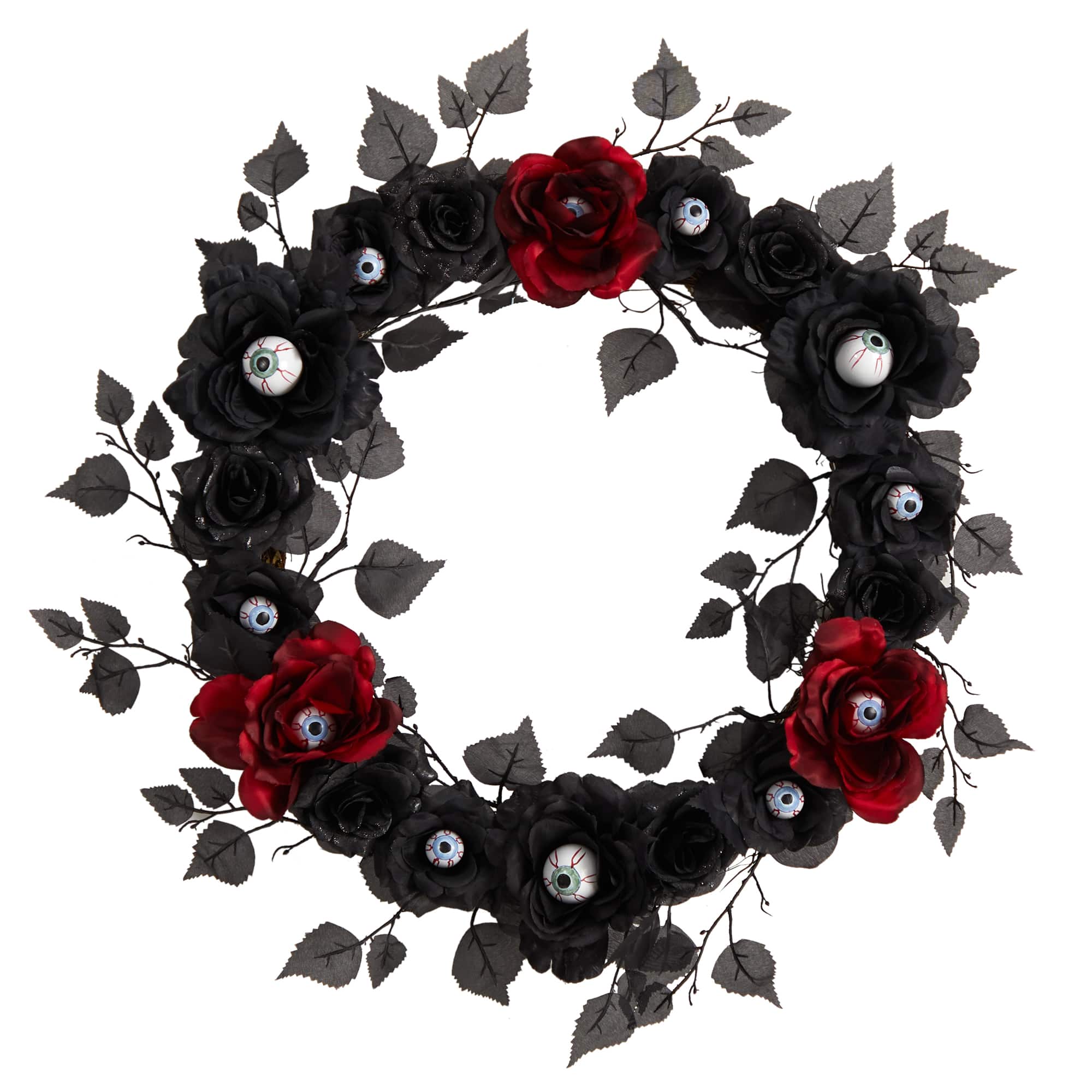 24&#x22; Eyeball Rose Halloween Artificial Wreath