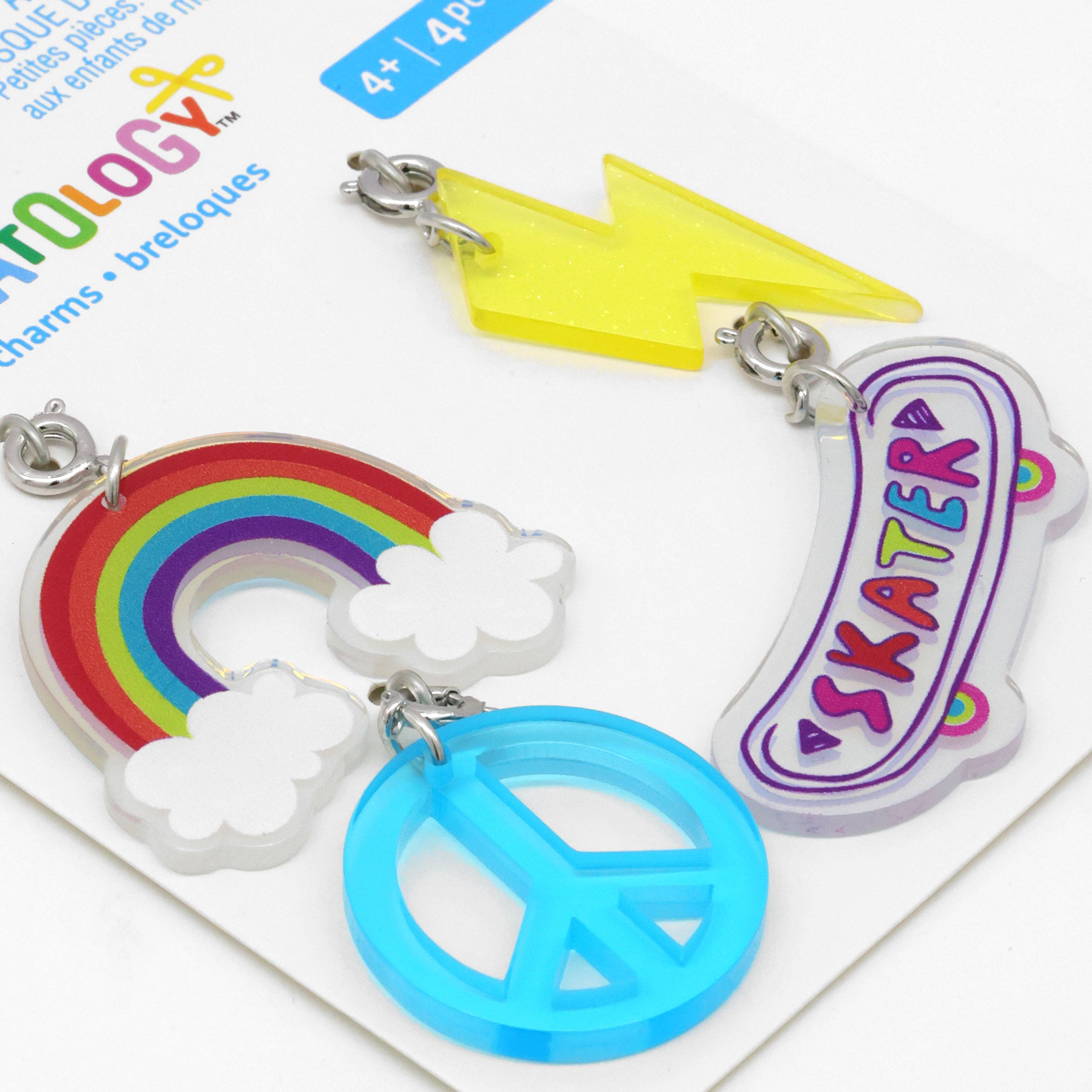 Rainbow, Bolt, Peace Sign &#x26; Skateboard Charms by Creatology&#x2122;