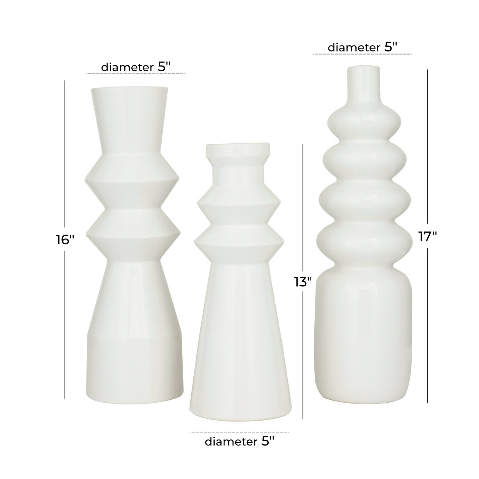 White Stoneware Contemporary Vase, Set of 3" 16",17" Vases & Containers Michaels